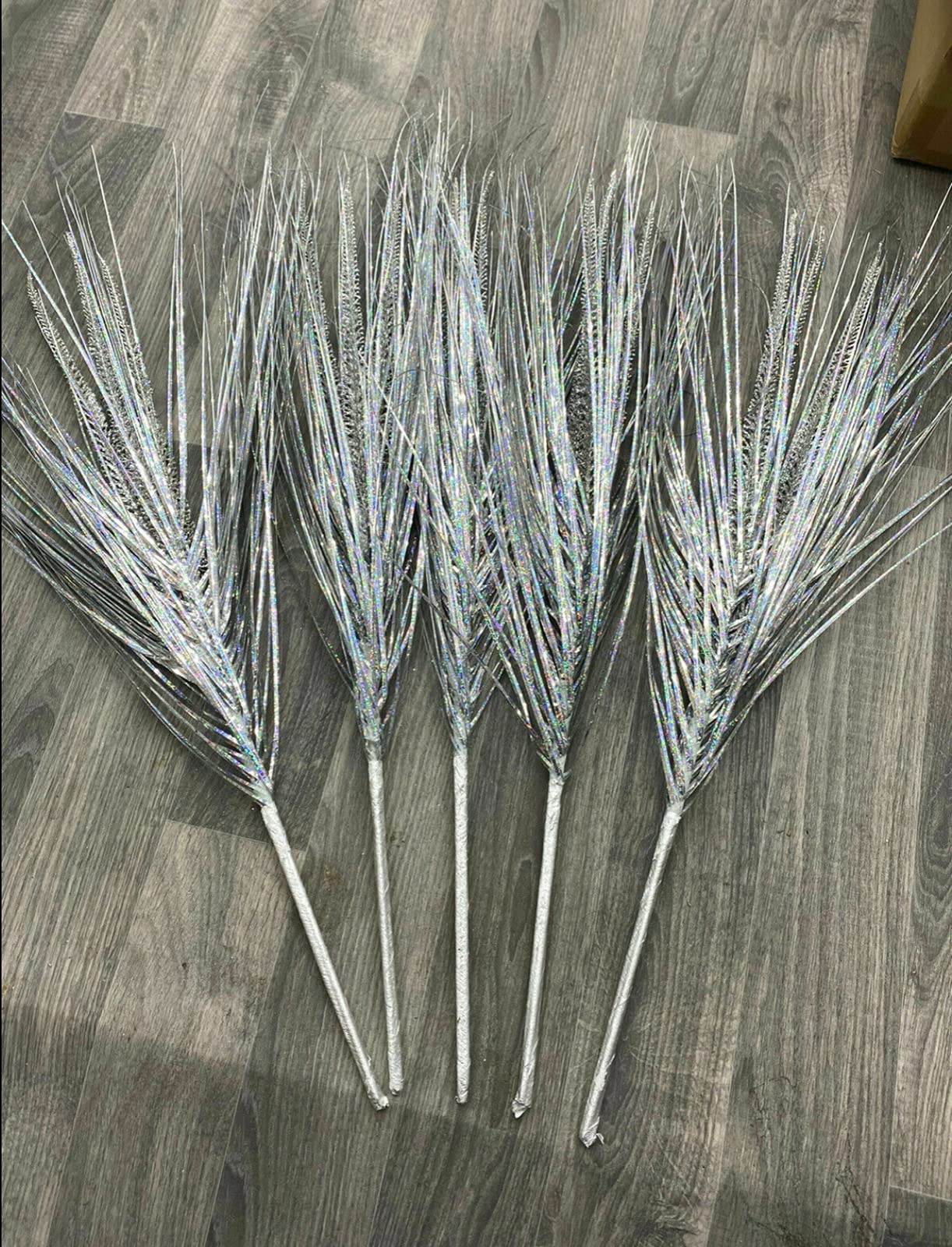 Artificial Set Of 5 Sprays Bloomers Shooters Silver Grass Sprays Romany Bling