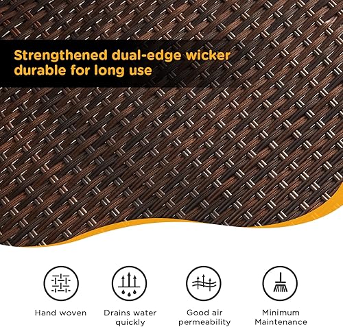 Miniatura 6 de VICLLAX Juego de 4 sillas de mimbre para exteriores, sillas de comedor de ratán para patio con marco resistente a la intemperie para jardín, porche,