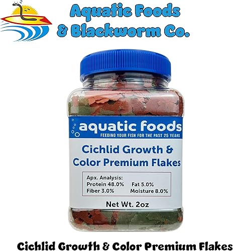 Miniatura 5 de Aquatic Foods Inc. Cichlid Growth & Color Enhancing Flakes for Cichlids, Discus, All Tropicals. Aquatic Foods Premiun Flakes6oz Med Jar