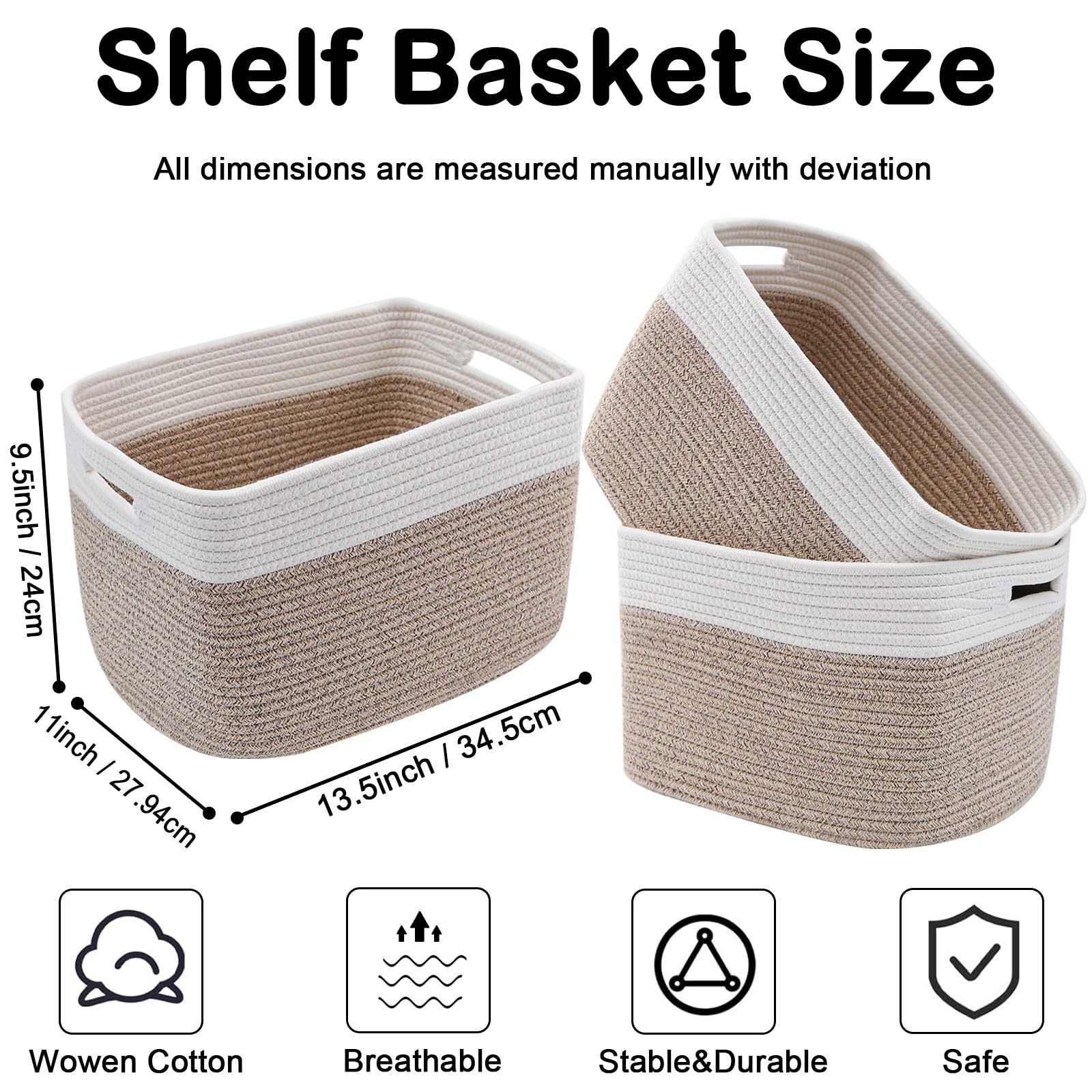 Amazon.com: HZFTJOY 3 Pack Woven Baskets,Storage Baskets for