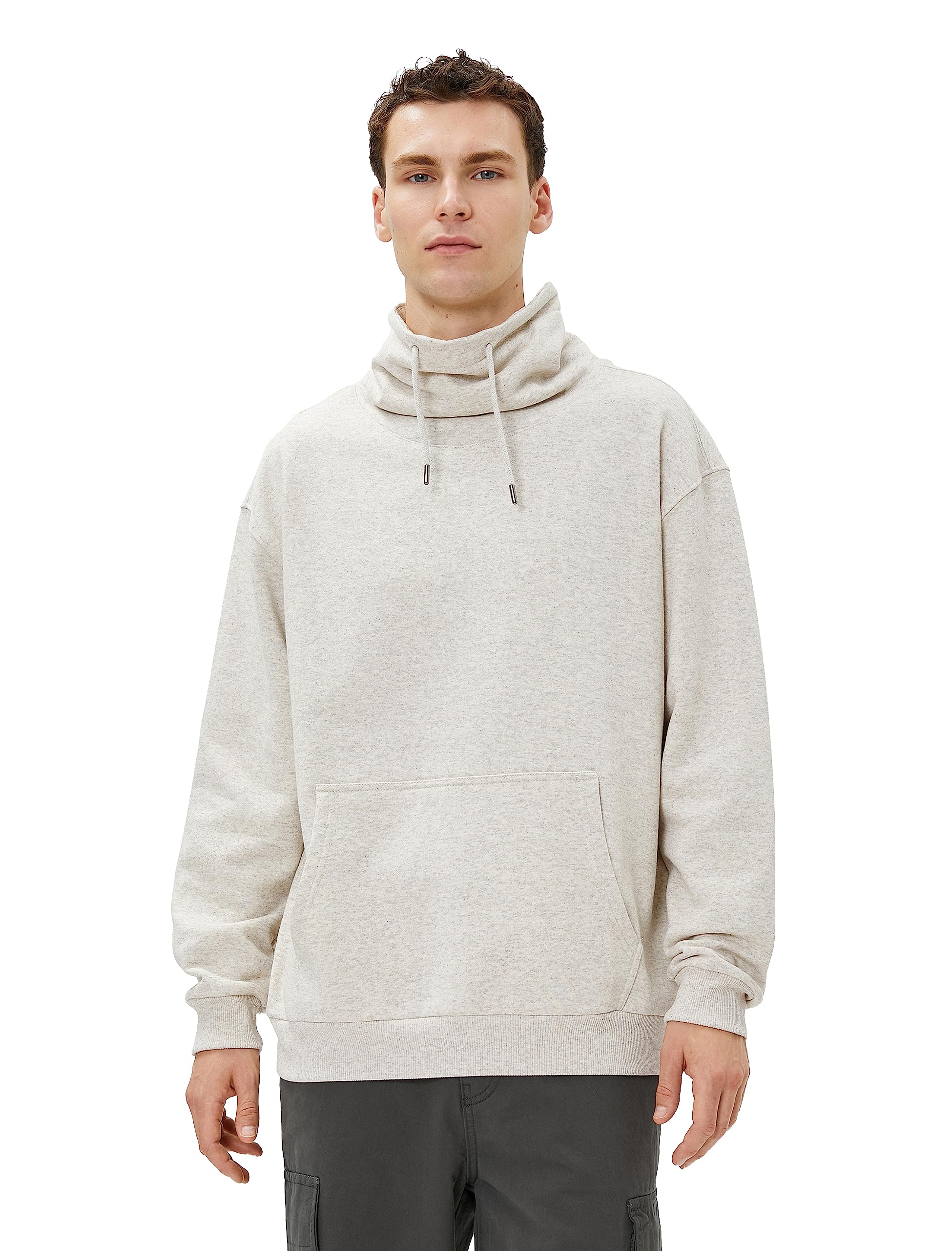 Koton Dik Yaka Bağcıklı Cep Detaylı Uzun Kollu Sweatshirt Sweatshirt Erkek