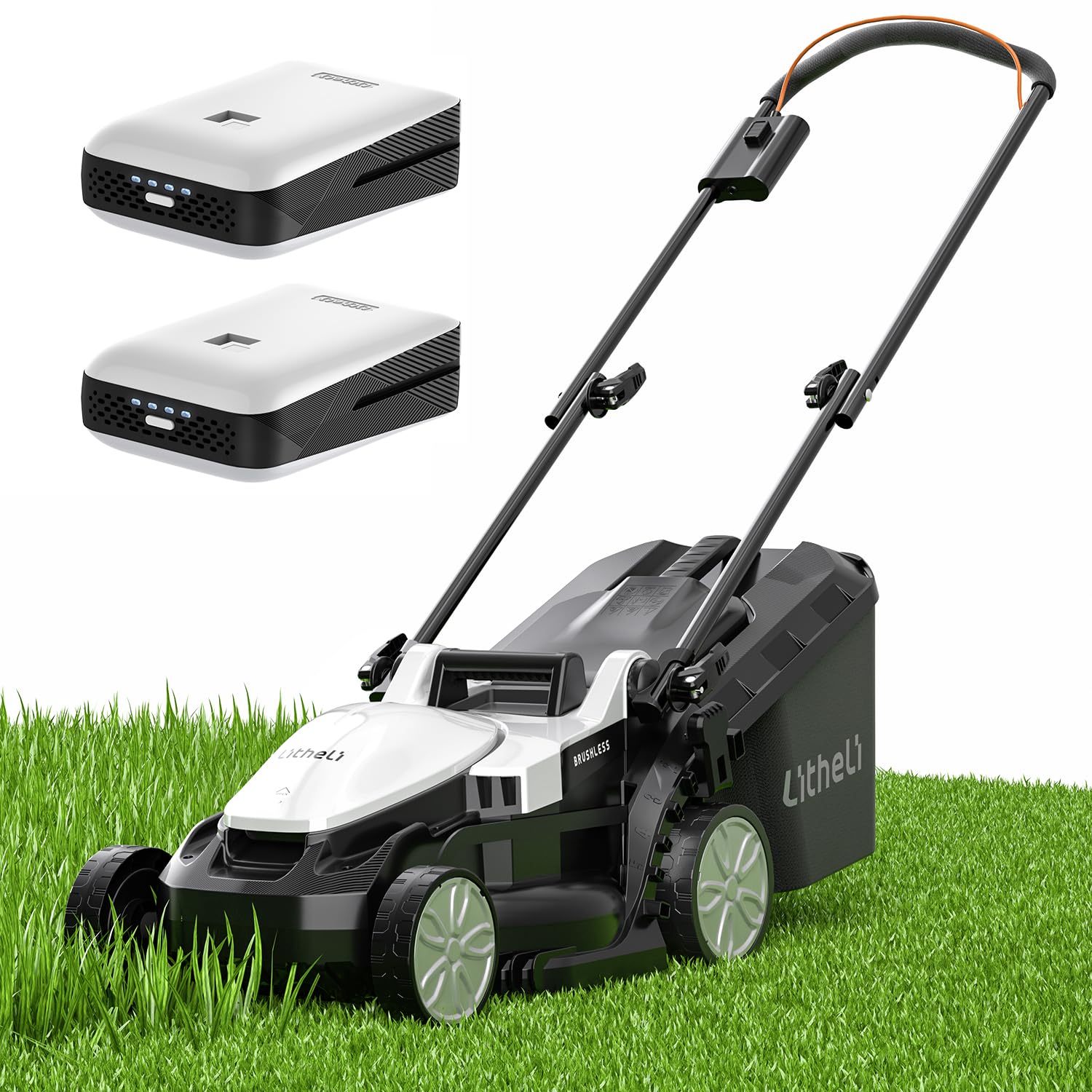 Litheli Cordless Lawn Mower 13 Inch, 5 Heights Adjustment, U20 Series 20V Electric Lawn Mowers for Garden, Yard and Farm, Light-Weight with Brushless Motor, 2 x 4.0Ah Portable Battery Included