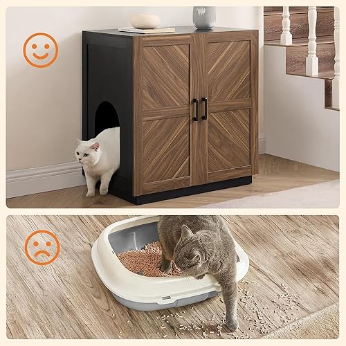 Vista 20 de unipaws – Banco de almacenamiento y orinal para gatos, cubierta de caja de arena con estructura de madera resistente, almacenamiento amplio, fácil