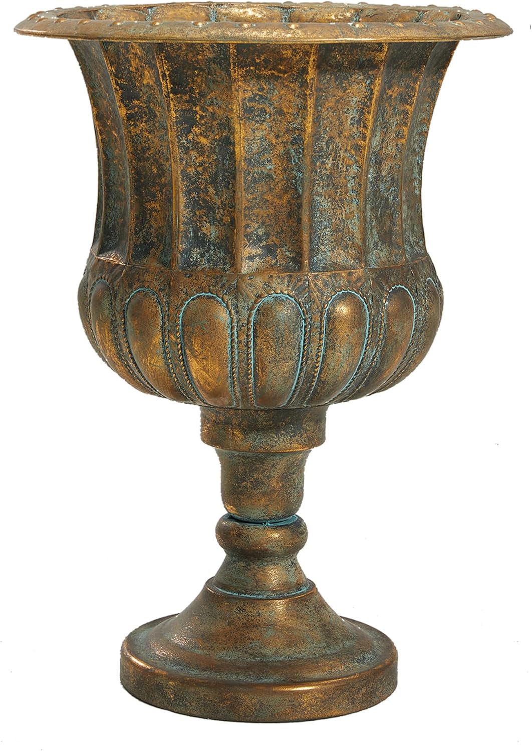 Worth Garden 24.5" H. Metal Urn Planters 1-Pack - Bronze Classic Antique Iron Plant Pots - Large Decorative Rustic Flower Pots for Outdoor Use - Traditional Urn Planter for Patio, Front Porch