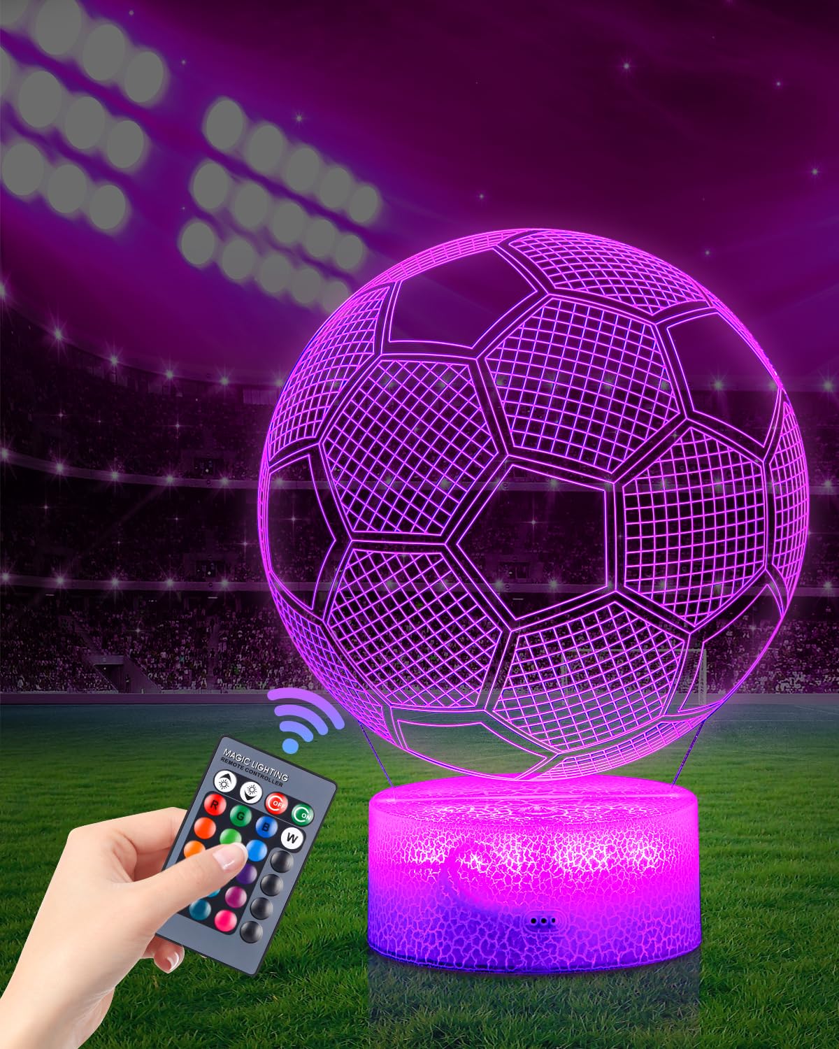 YTDZLTD Illusione Ottica 3D UAV Luce Notturna 16 Colori Mutevoli Telecomando USB Potere Toccare Cambiare Arredamento Lampada LED Lampada da Tavolo Bambini Brithday Natale Regalo