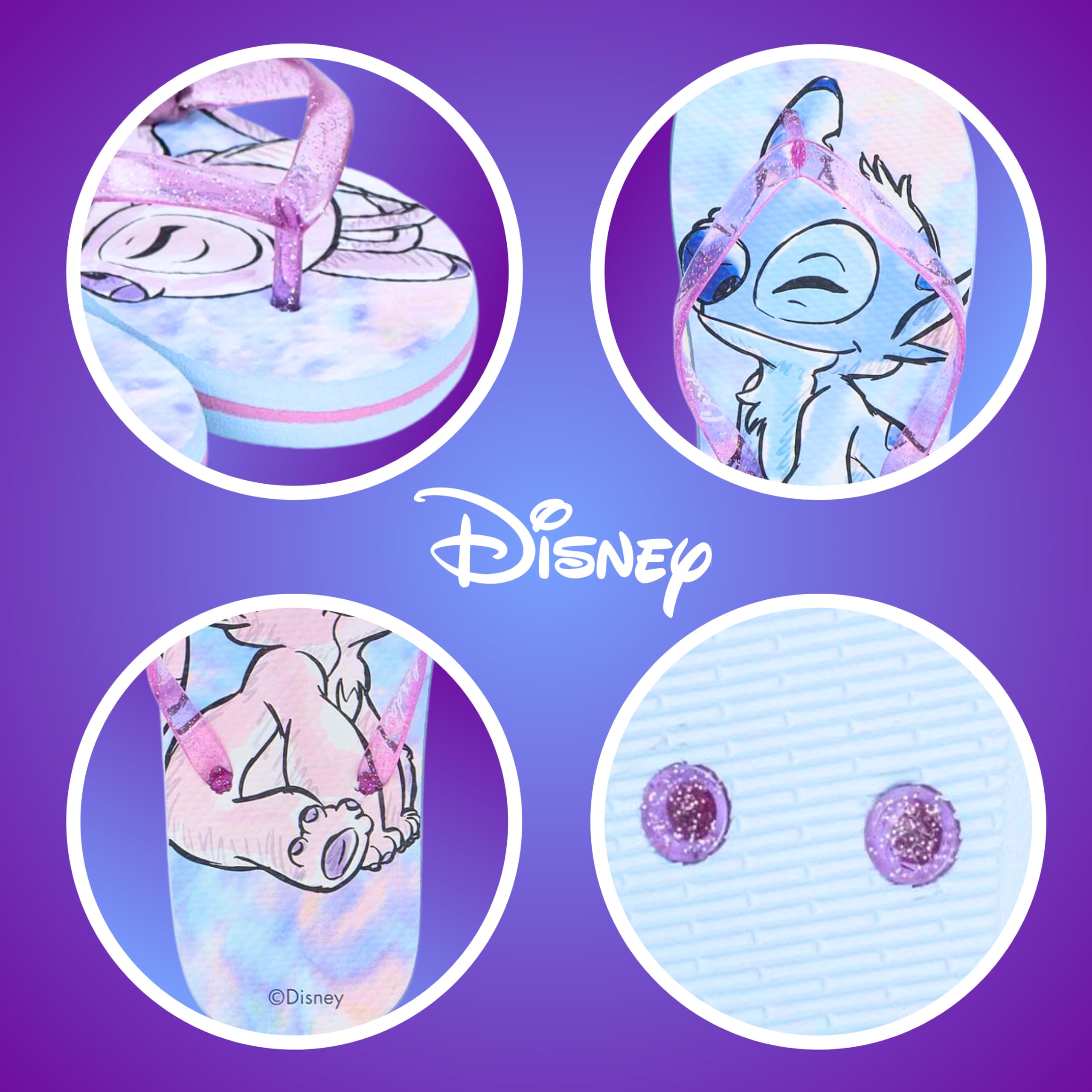 Disney Stitch Flip-Flops für Mädchen, Sommer Sandalen Zehentrenner mit Stitch und Angel, Größe EU 28/29, D-LS-6369