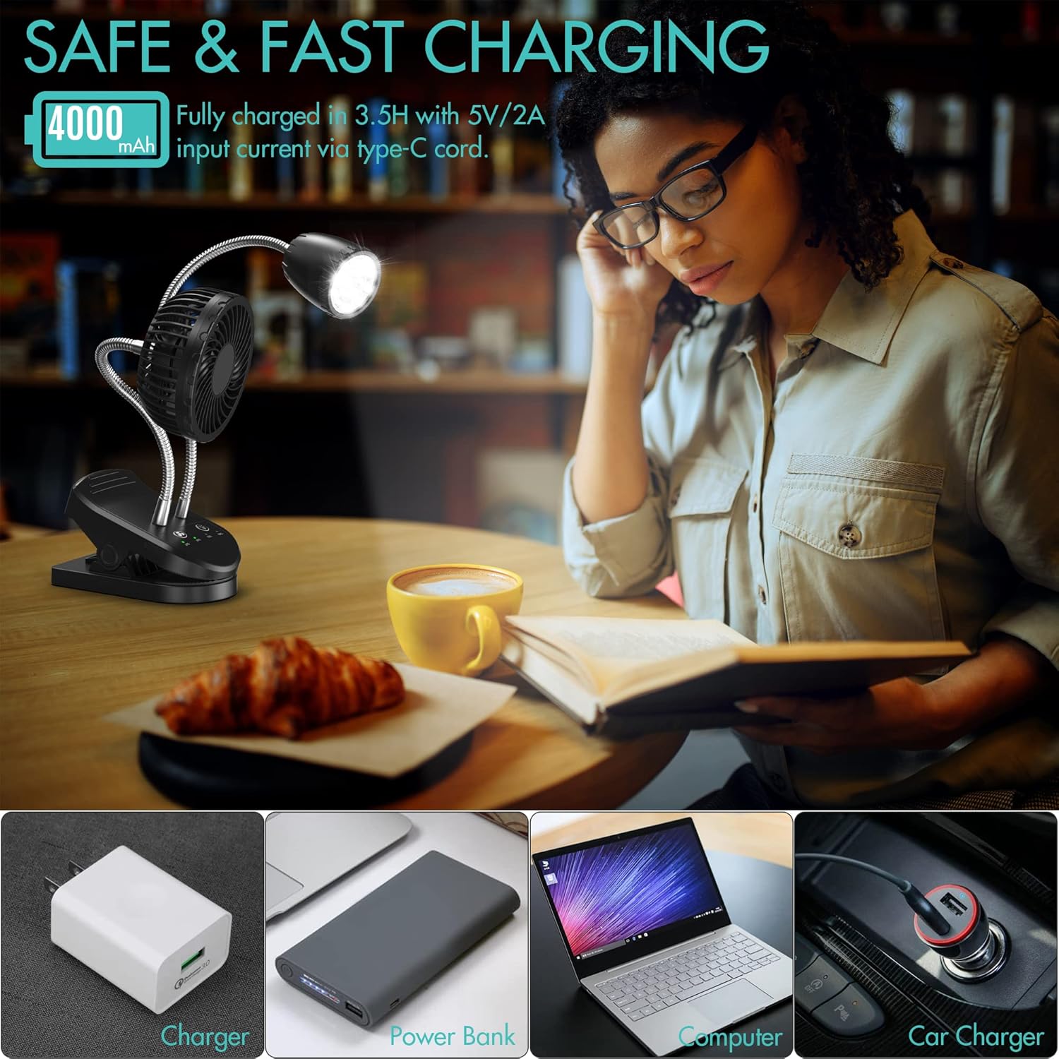 Barbecue Grill Light and Fan Magnetic and Clip Base BBQ Lights and Clip on Fan for Outdoor Grill, Camping, 360°Flexible Gooseneck, 3 Light and Fan Settings, 4000mAh Rechargeable Battery Powered : Patio, Lawn & Garden