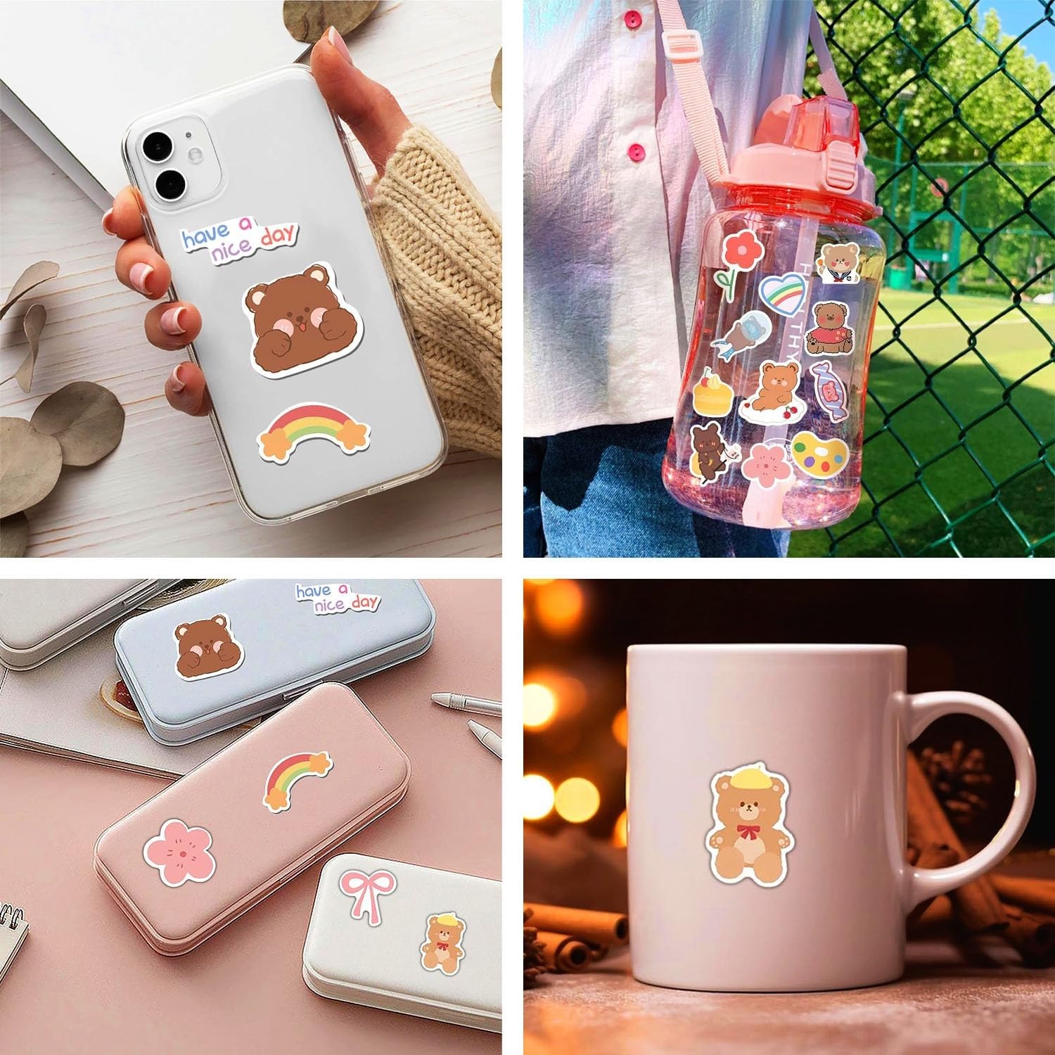 KmCho Kawaii Stickers Set for Kids and Teens, Creative Stickers Set for Scrapbooking and Journaling, Cute Waterproof Vinyl Decals for Laptops, Water Bottles, Notebooks, Crafts 1