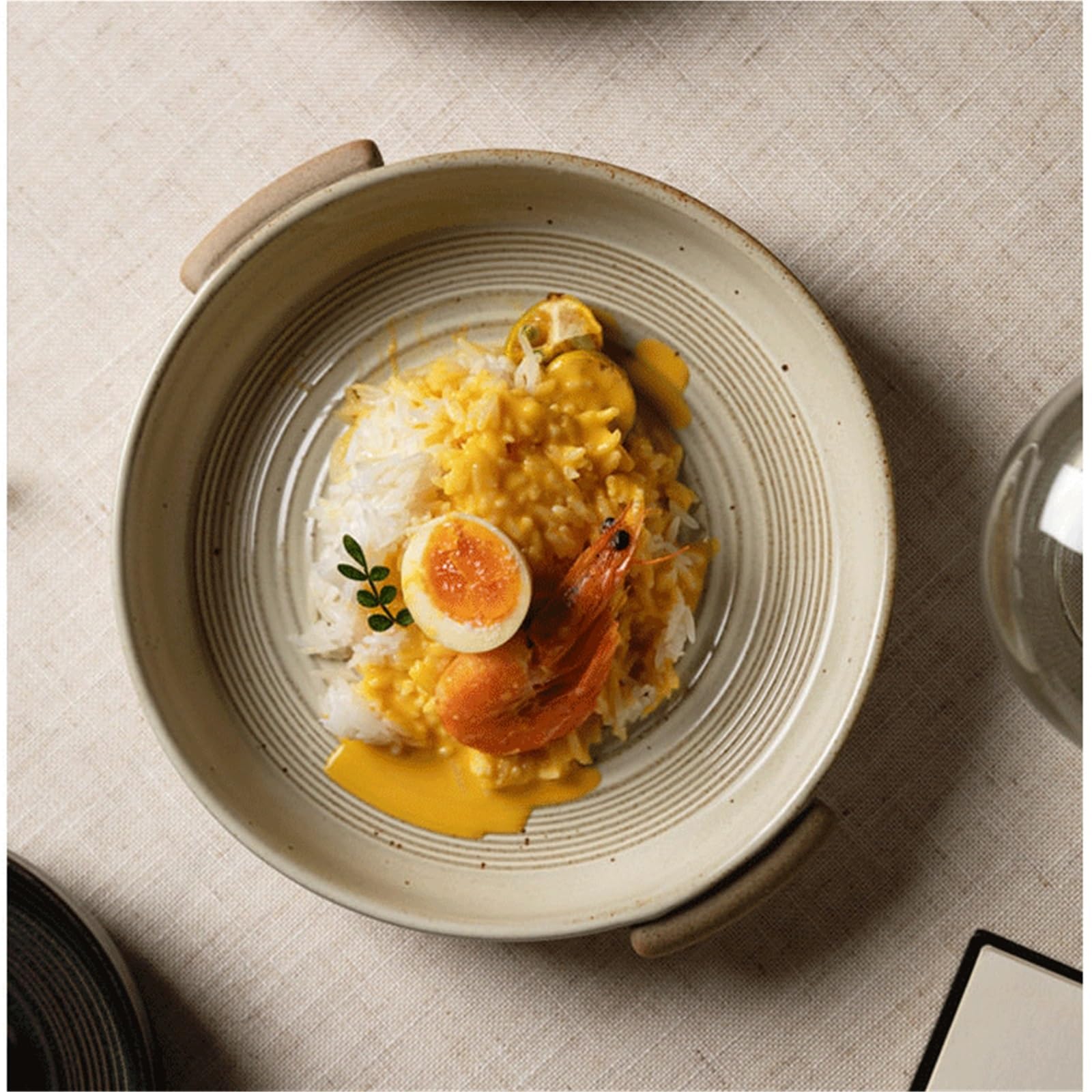 plato gratinado Fuente for hornear de cerámica roscada con asas(Negro,Medio)