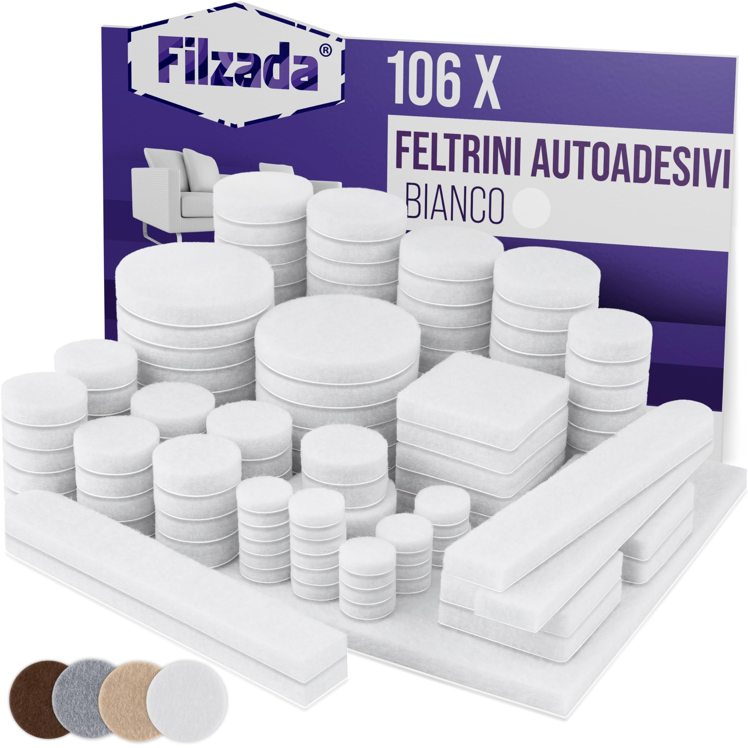 Set Di 24 Feltrini Adesivi HOTUT Per Mobili – Diametri 25 E 58 Mm, Antiscivolo E Antigraffio