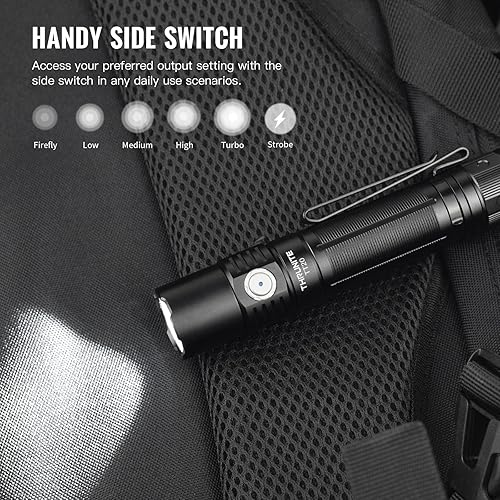 Miniatura 3 de ThruNite TT20 - Linterna LED táctica de doble interruptor, 2010 lúmenes, larga distancia de haz de 1,000.7 ft, linterna recargable USB-C compacta