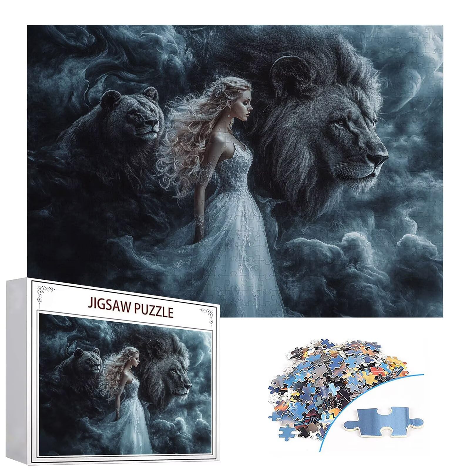 Puzzle 3000 elementów dla kobiet dorosły lew 122 x 81 cm unikalne rzemiosło klasyczne 3D drewniana układanka do rodzinnych gier biznesowych, układanka do samodzielnego wykonania, nawet do dekoracji