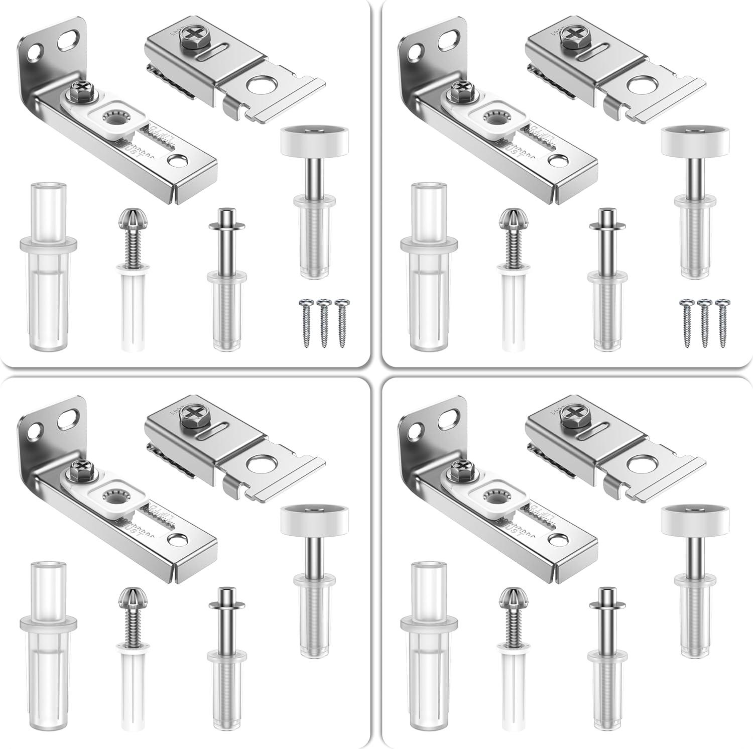 Bifold Door Hardware Repair Kit - 4 Pack Bi-fold Closet Barn Door Hardware Kit for 7/8" to 1" Track, Folding Pocket Door Replacement Parts Set Include Top Bottom Pivots Bracket and Guide Wheel (4Pack)