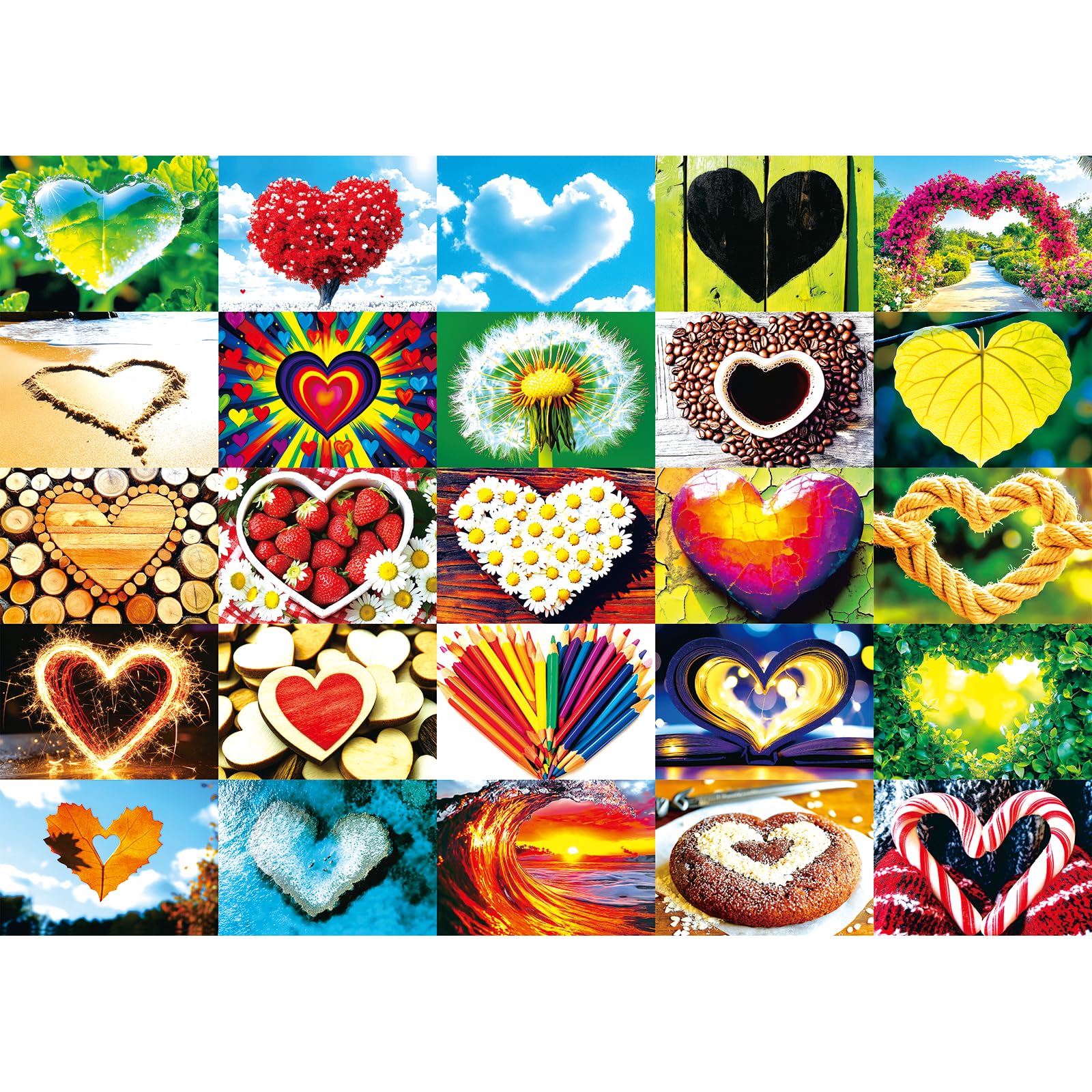 Love Heart 1000 Piece Puzzle for Adults Valentine's Love Collage Puzzles for Adults 1000 Pieces Colorful Love Shaped Jigsaw Puzzles 1000 Pieces Family