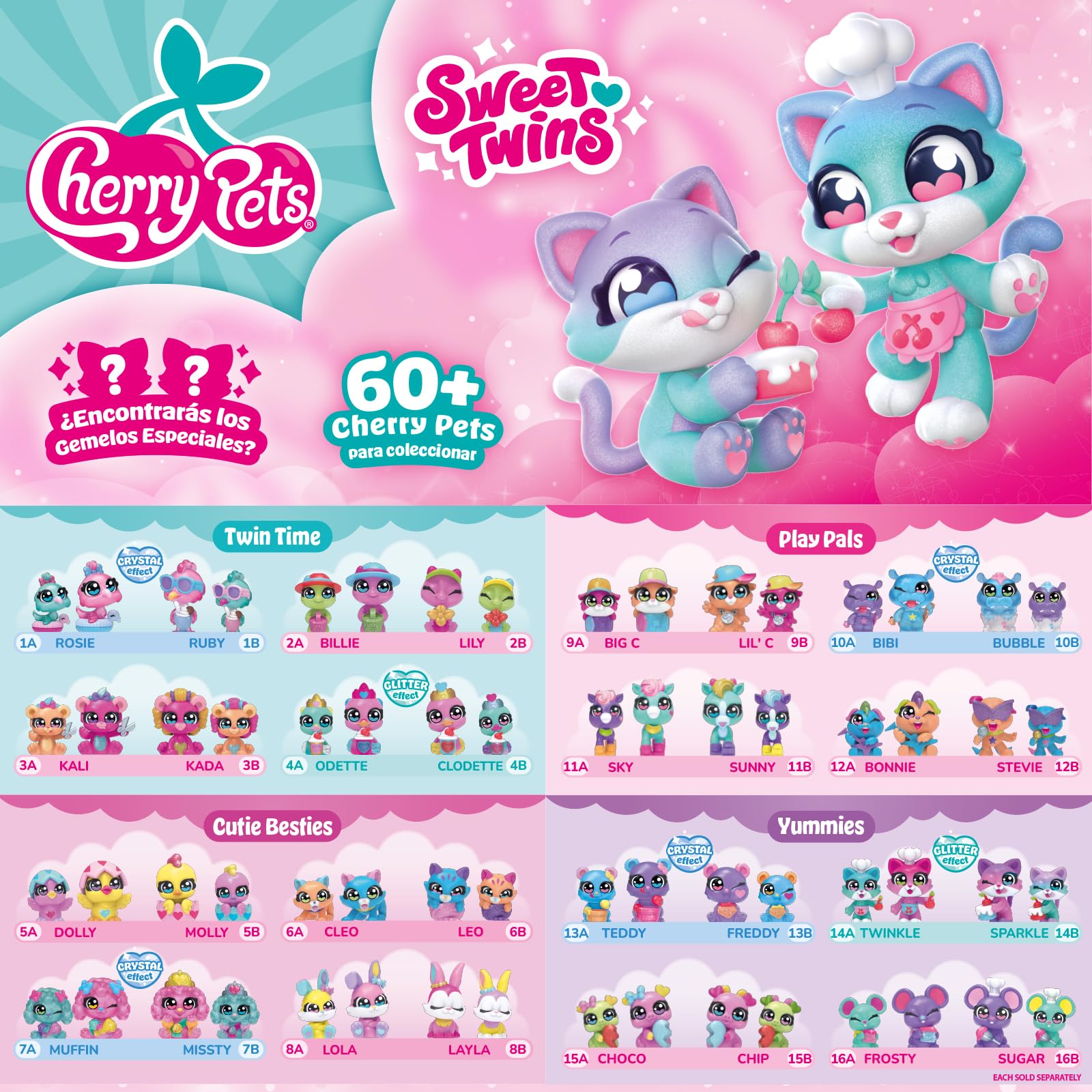 Sweet Twins Series – Twin Pack. Incluye 2 Figuras coleccionables gemelas Sorpresa y 1 Checklist.