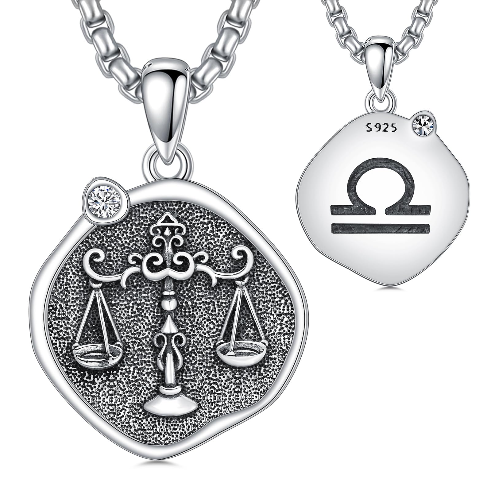 Imagen de catálogo asociada a ROMANTIC WORK Zodiaco Cadena de plata de ley 925 colgante signo del zodiaco collar astrología h