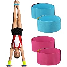 Gymnastics Sticky Toes, Ankle Straps Kit Elastic Foot Bands Tumbling Equipment Essentials Hand Spring Helper 2 Pairs & Fuchsia/Blue-forCheer/Stunt Coach Gymnast Diving Practice