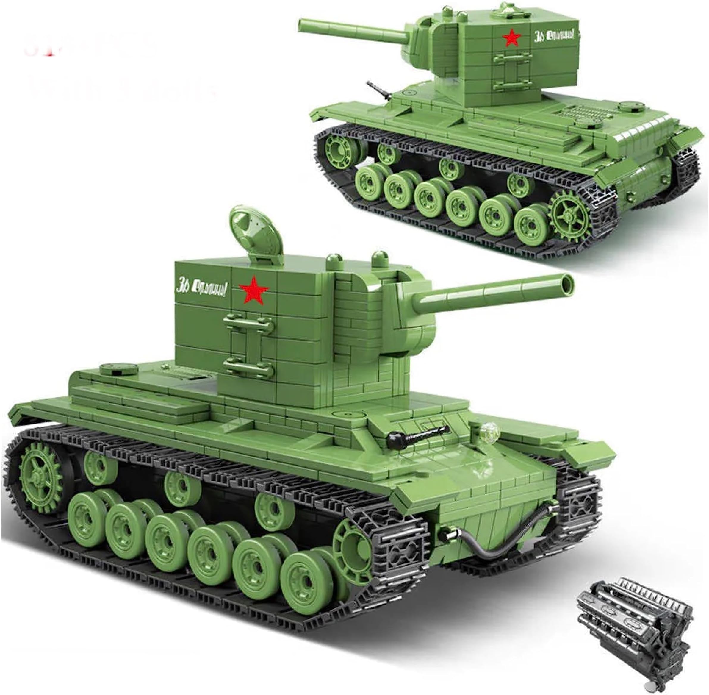 General Jim's Military Themed WW2 Building Blocks Tank Sets for World War 2 Brick Building Enthusiats (Soviet KV2 Panzer Tank)
