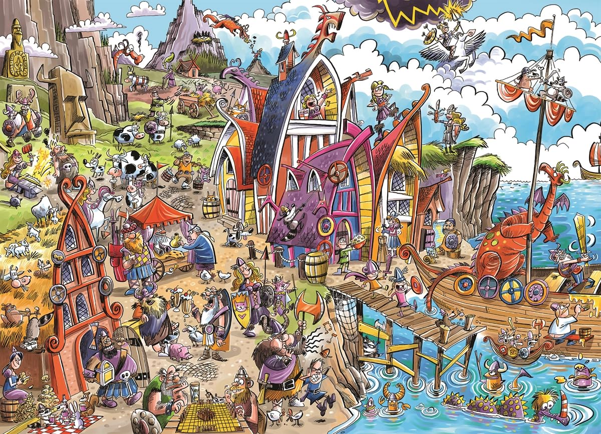 Cobble Hill - Puzzle da 1000 pezzi, DoodleTown: Viking Village, poster incluso