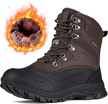 FREE SOLDIER Mens Waterproof Insulated Snow Boots