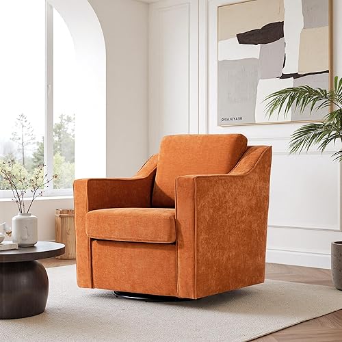 Miniatura 9 de Silla decorativa giratoria, moderna con brazo redondo para sala de estar, dormitorio, cómodas sillas de lectura de club para adultos (felpilla