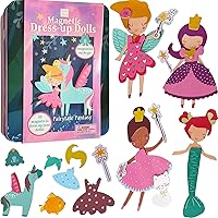 Hapinest Fairytale Fantasy Magnetic Dress-Up Dolls for Girls Ages 4-7 - Pretend Play Set with 53+ Outfits & Portable Tin