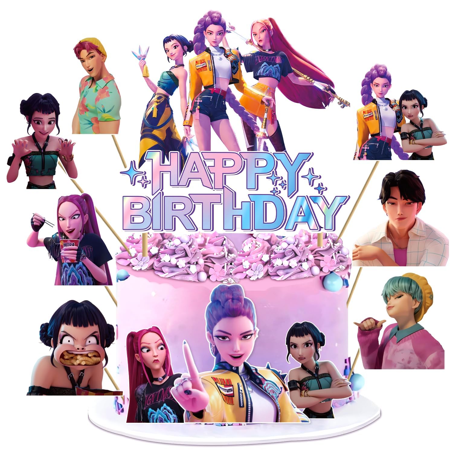 Tortendeko Geburtstag Kinder – 11 Stück Cake Topper Set im Kpop-Stil, Happy Birthday Tortenaufsatz & Cupcake Toppers, Kuchen Deko für Mädchen & Jungen, Party Dekoration modern & beliebt