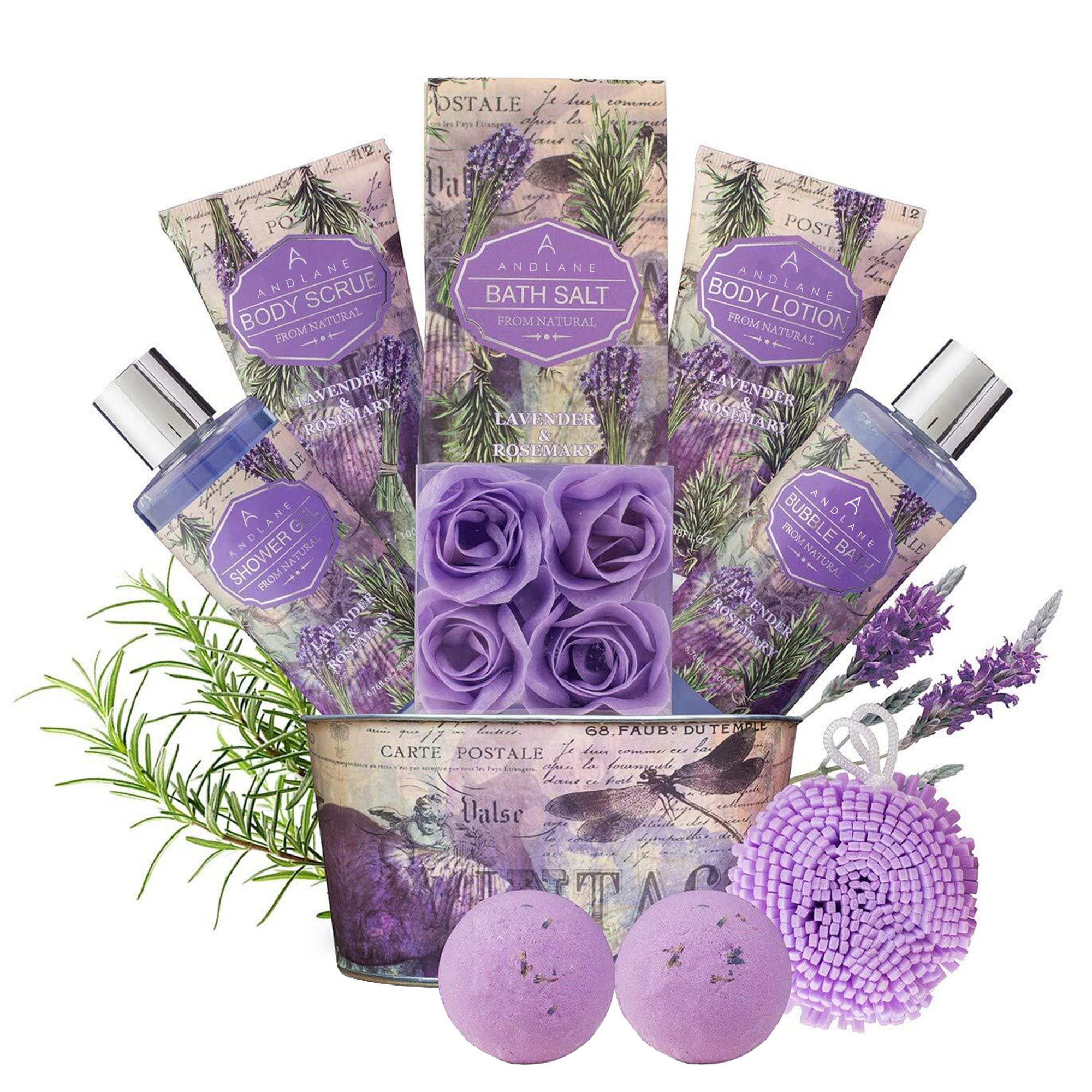 Andlane 13pc Spa Gift Basket for Women - Perfect Gift for Any Occasion