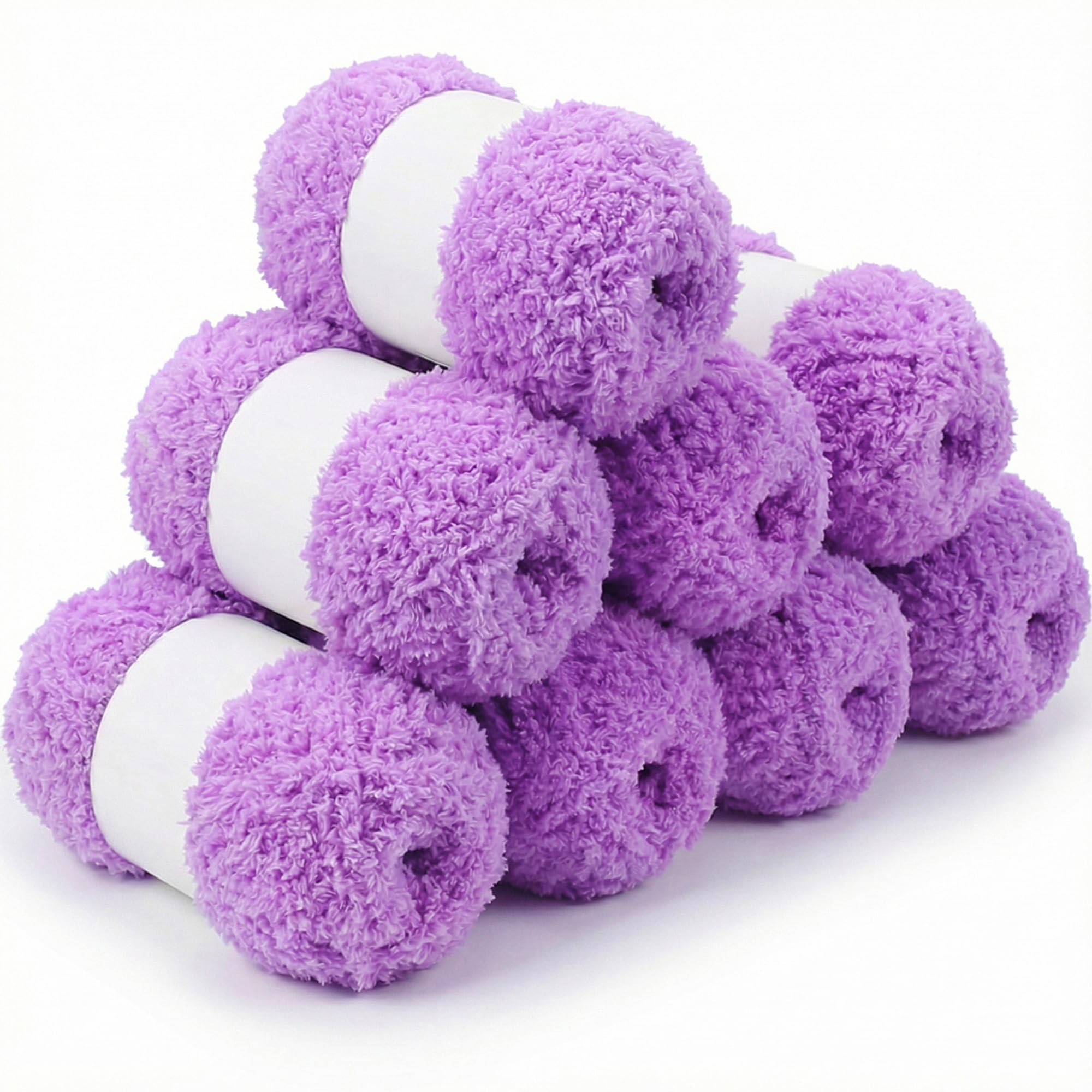 Lighterday Fluffy Yarn Set of 8×50g Chunky Yarn for Hand Knitting,Thick Fluffy Wool,Soft Chunky Wool for Crochet Blankets Scarves Hats Toys DIY Projects(8 Pack Light Purple)