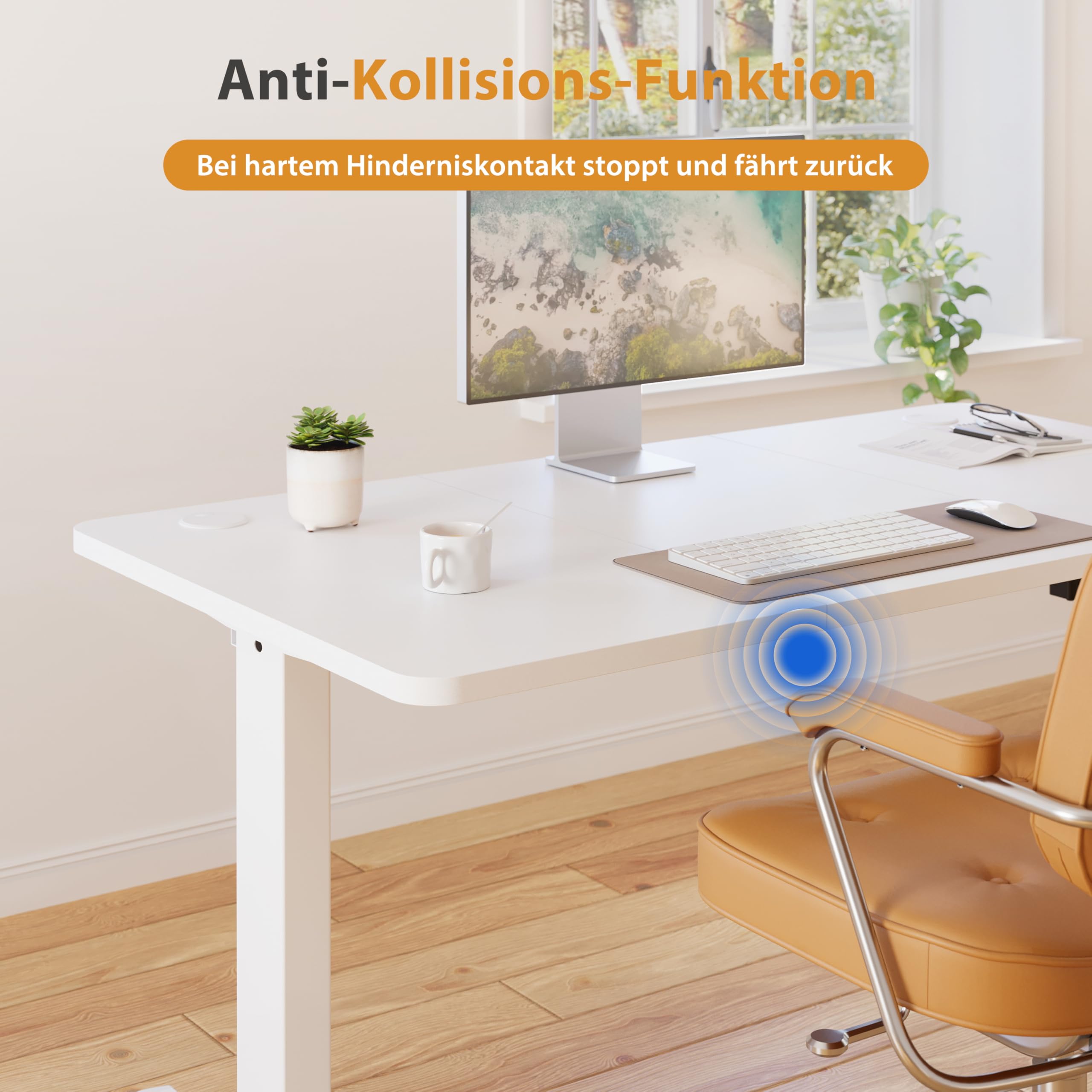 Höhenverstellbarer Schreibtisch 120 x 60 cm, Schreibtisch Höhenverstellbar Elektrisch mit Memory Funktion, Stehpult, Verstellbarer Tisch, Computertisch für Büro, Standing Desk, Weiß