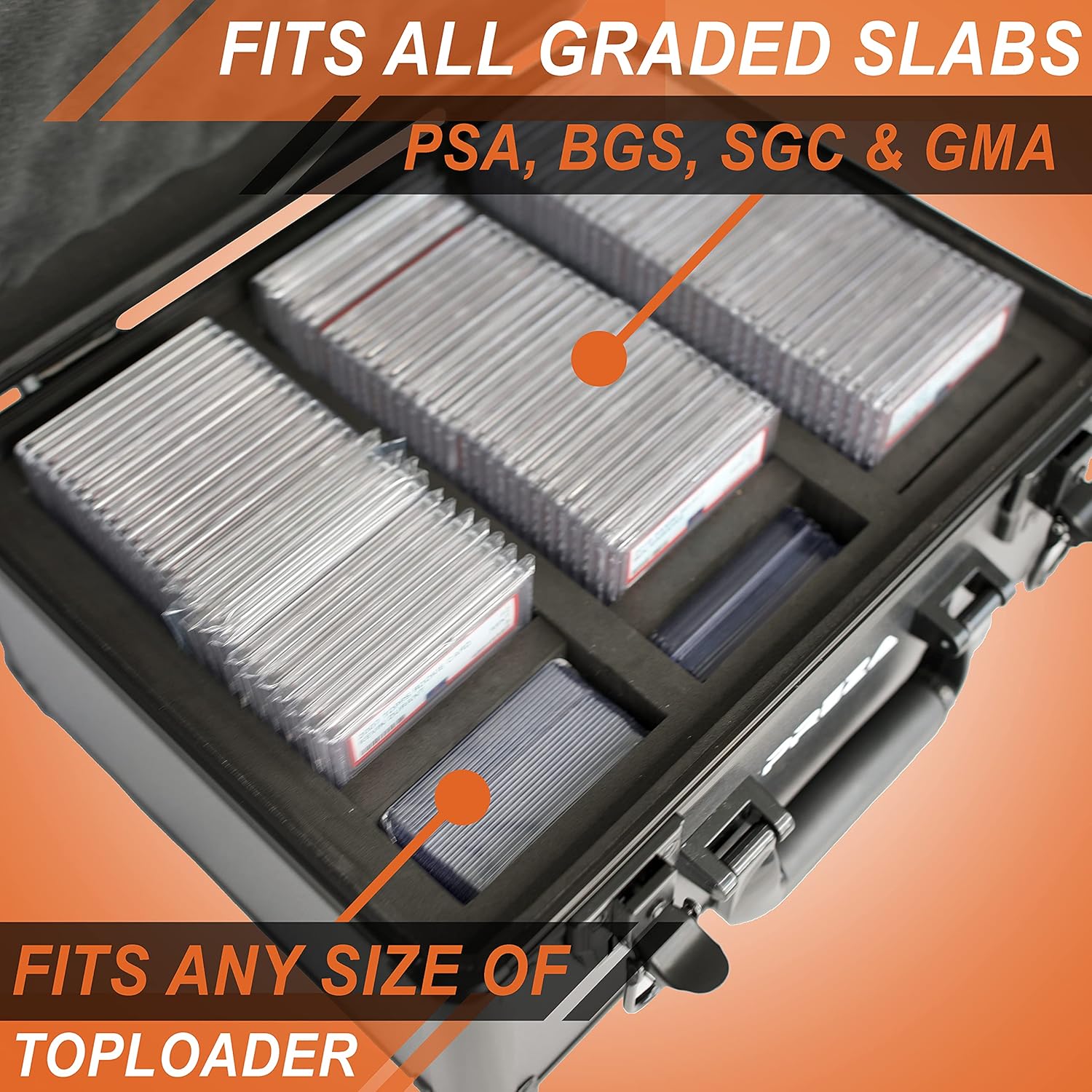 PREZA Graded Card Storage Box - Premium Slab Case Storage Holder for Graded Trading Cards (Black)