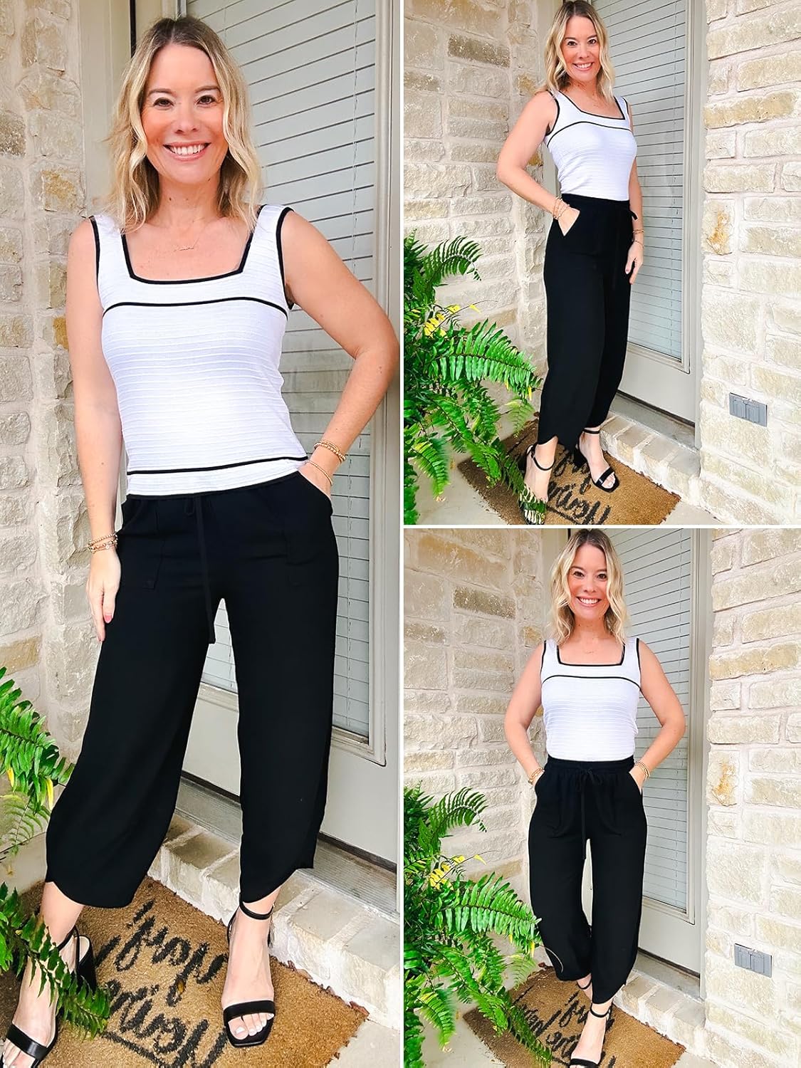 Womens Barrel Harem Linen Pants Wide Leg Pants Baggy Palazzo Drawstring Elastic Waist with Pockets Beach - Image 4