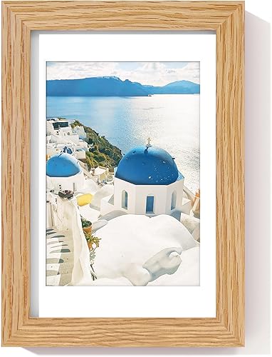 Miniatura 190 de Axeman Marco para póster de 18 x 24 pulgadas con paspartú para 16 x 20 pulgadas, marco de fotos de madera maciza de roble con vidrio templado, marco