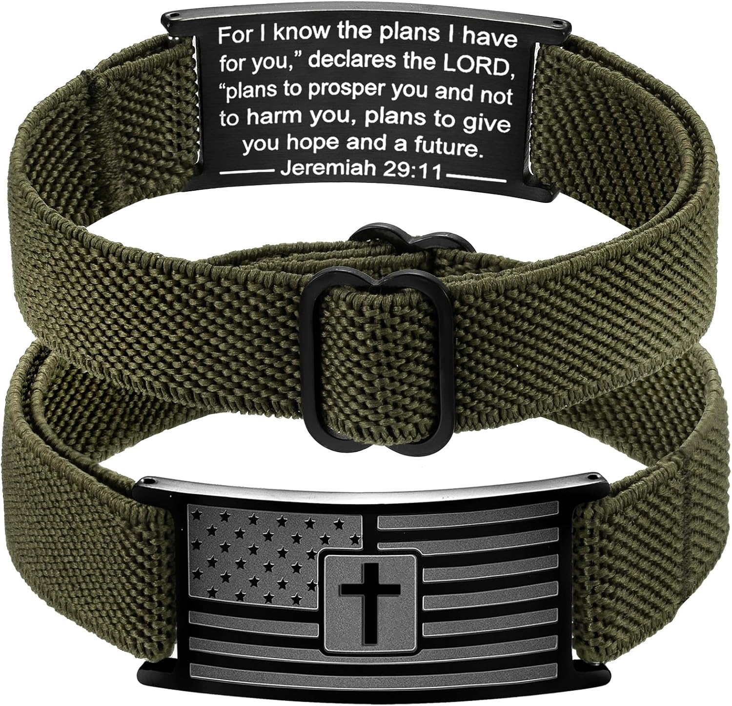 Pulsera con cruz bandera de EE.UU. para hombre