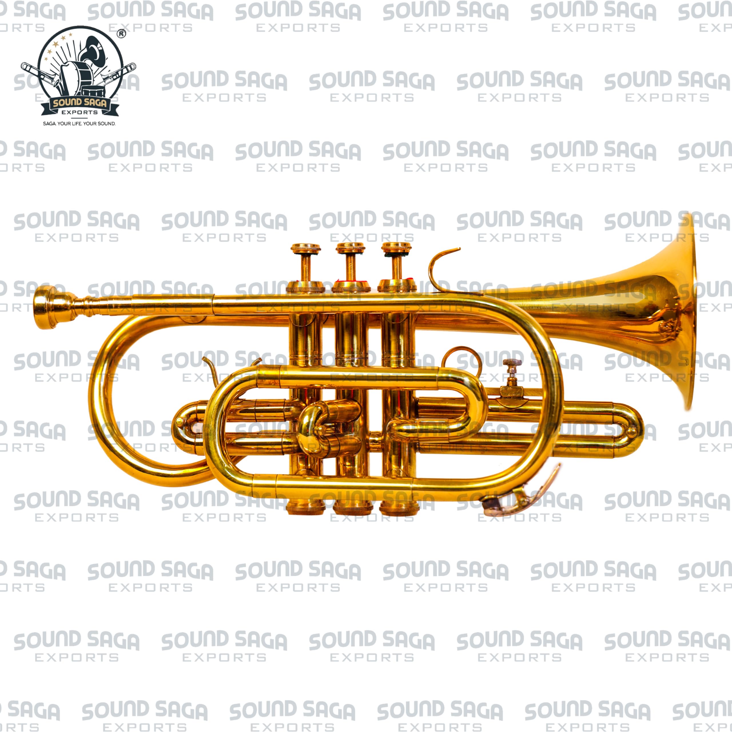 Kornett 3 Ventile BB Pitch Blasinstrument, Premium Qualität inkl. Mundstück & Tragetasche (Braun)