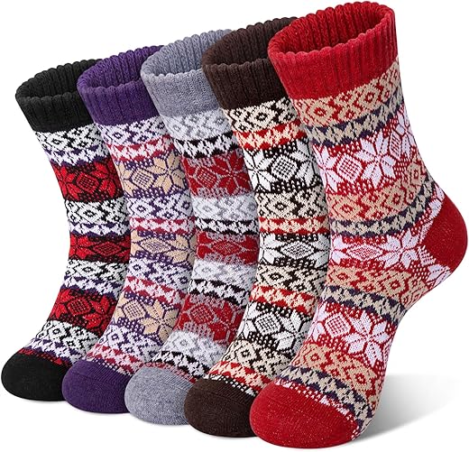 Loritta 5 Pairs Wool Socks for Women