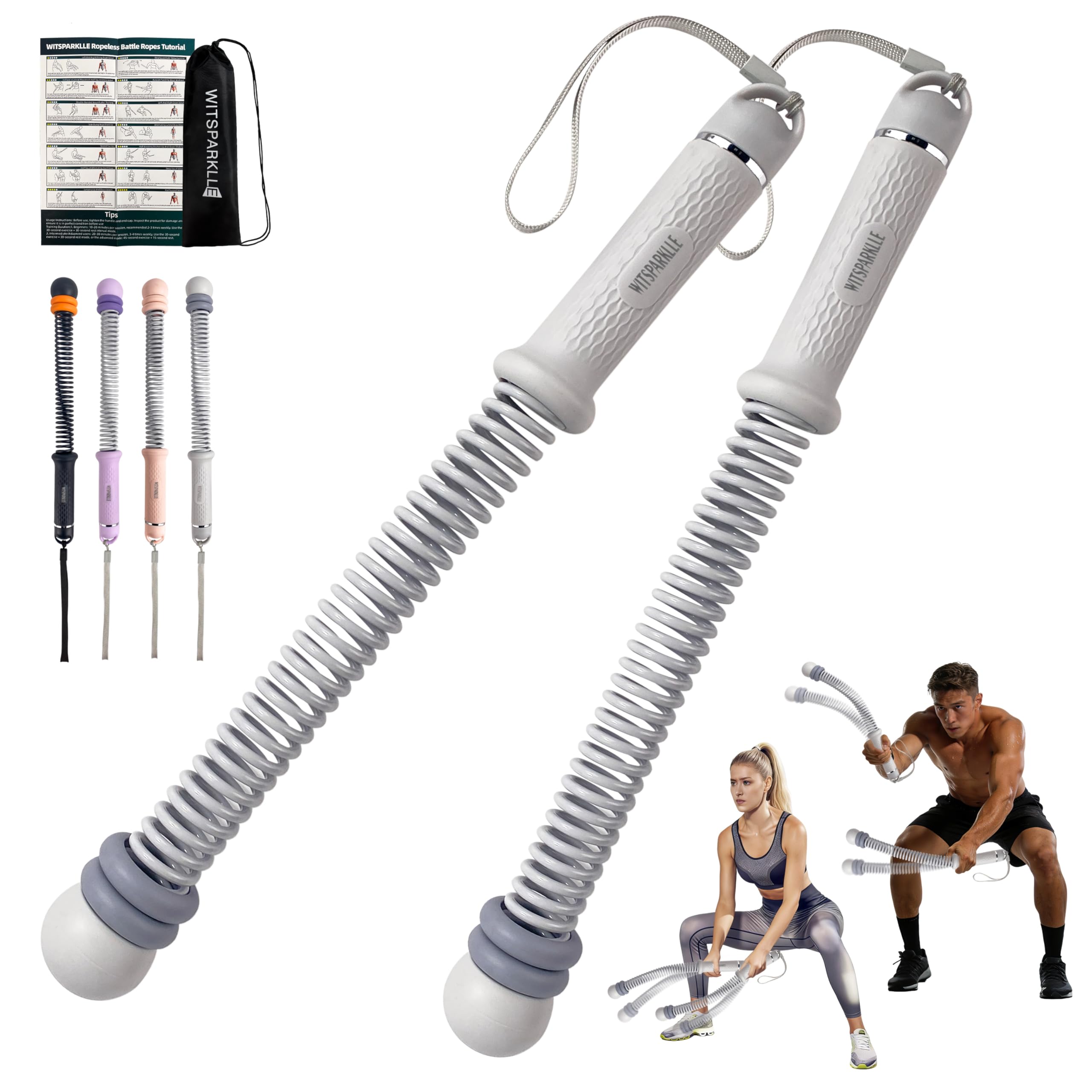 Portable Adjustable Ropeless Battle Ropes with Gray