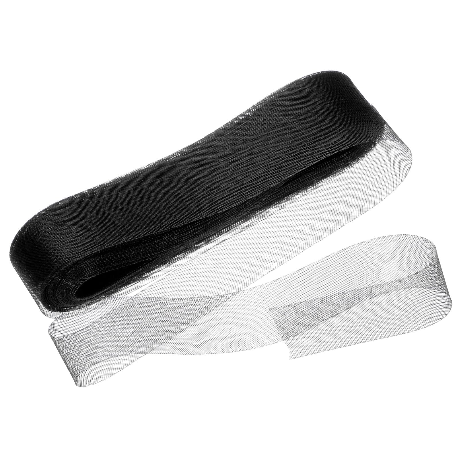 M METERXITY Passamaneria Rigida Crine 5cm di Larghezza 50 Iarde Rotolo di Passamaneria Crine Poliestere Morbido per Abito Sposa/Abito Formale Ballo/Accessori Gonna Stecche Cucire [Nero]