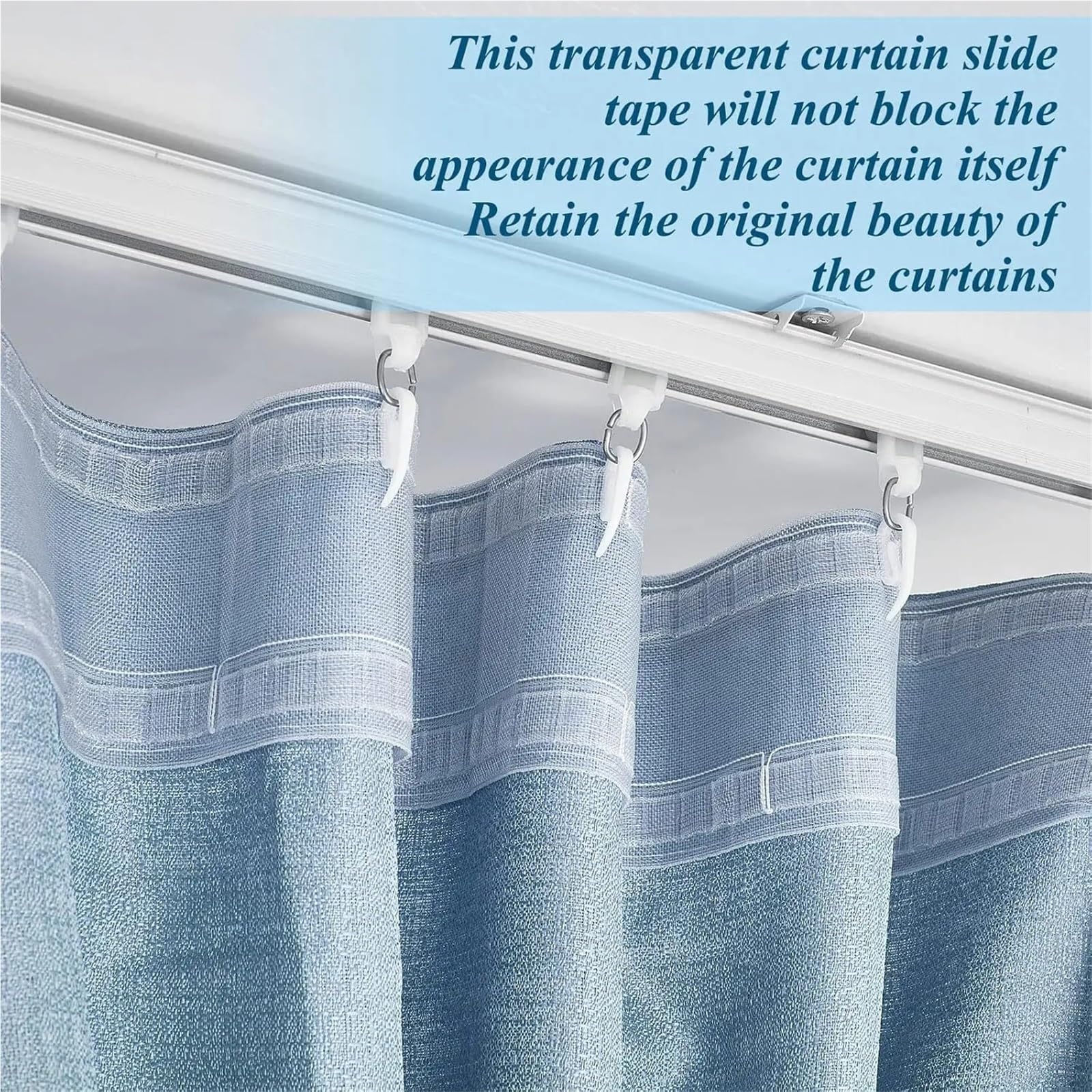 Cinta para Cortinas Fruncida Ganchos de Cinta Cortina Ondulada Transparente, Juego Plisada for Cortinas, Plegables onduladas(10m)