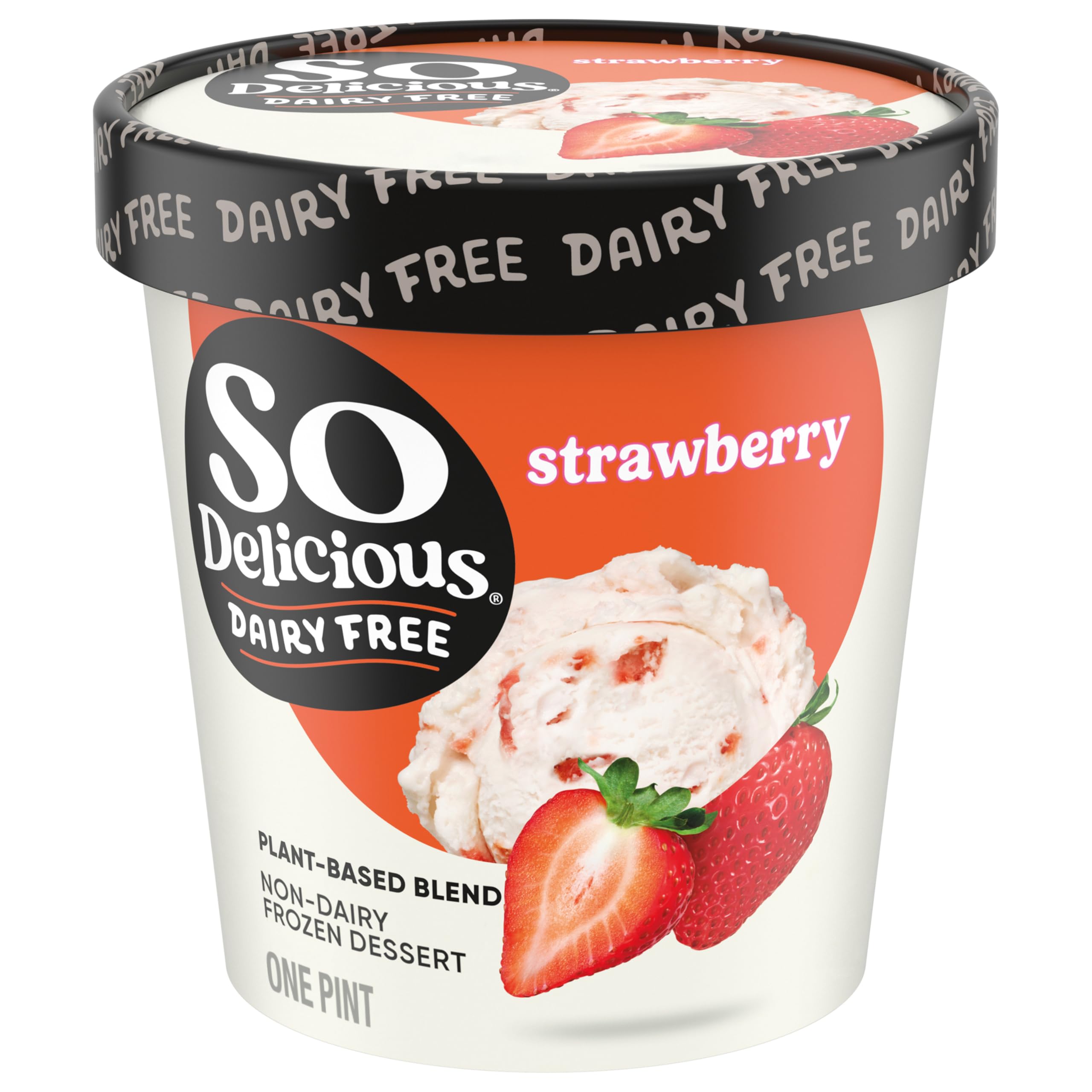 So Delicious Plant Based Blend Frozen Dessert, Strawberry, Dairy Free, Vegan Ice Cream Alternative, Non-GMO, Kosher, 1 Pint