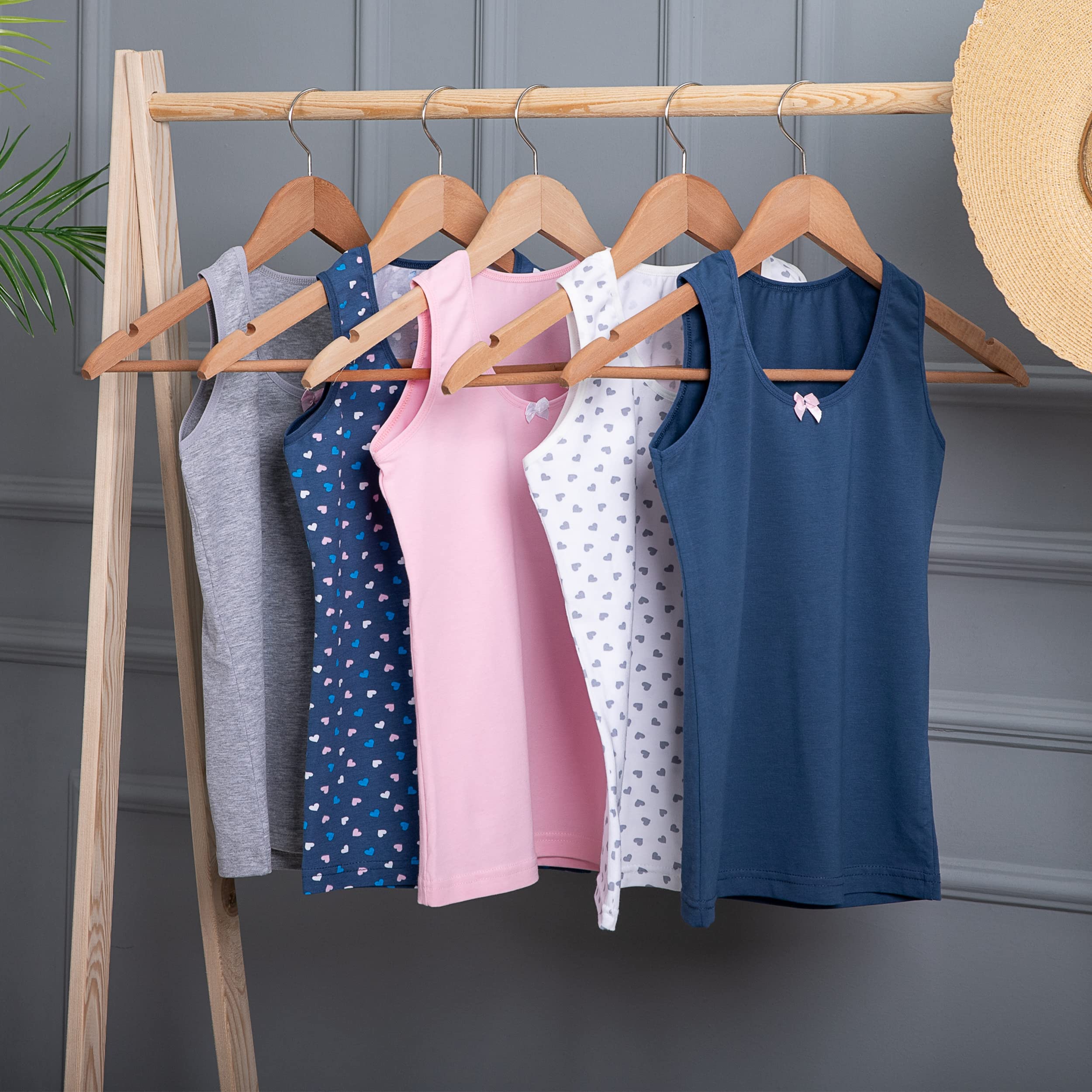 LOREZA® 5 Filles Maillot de Corps en Coton Débardeur Enfants (12-13 Ans, modèle 7)