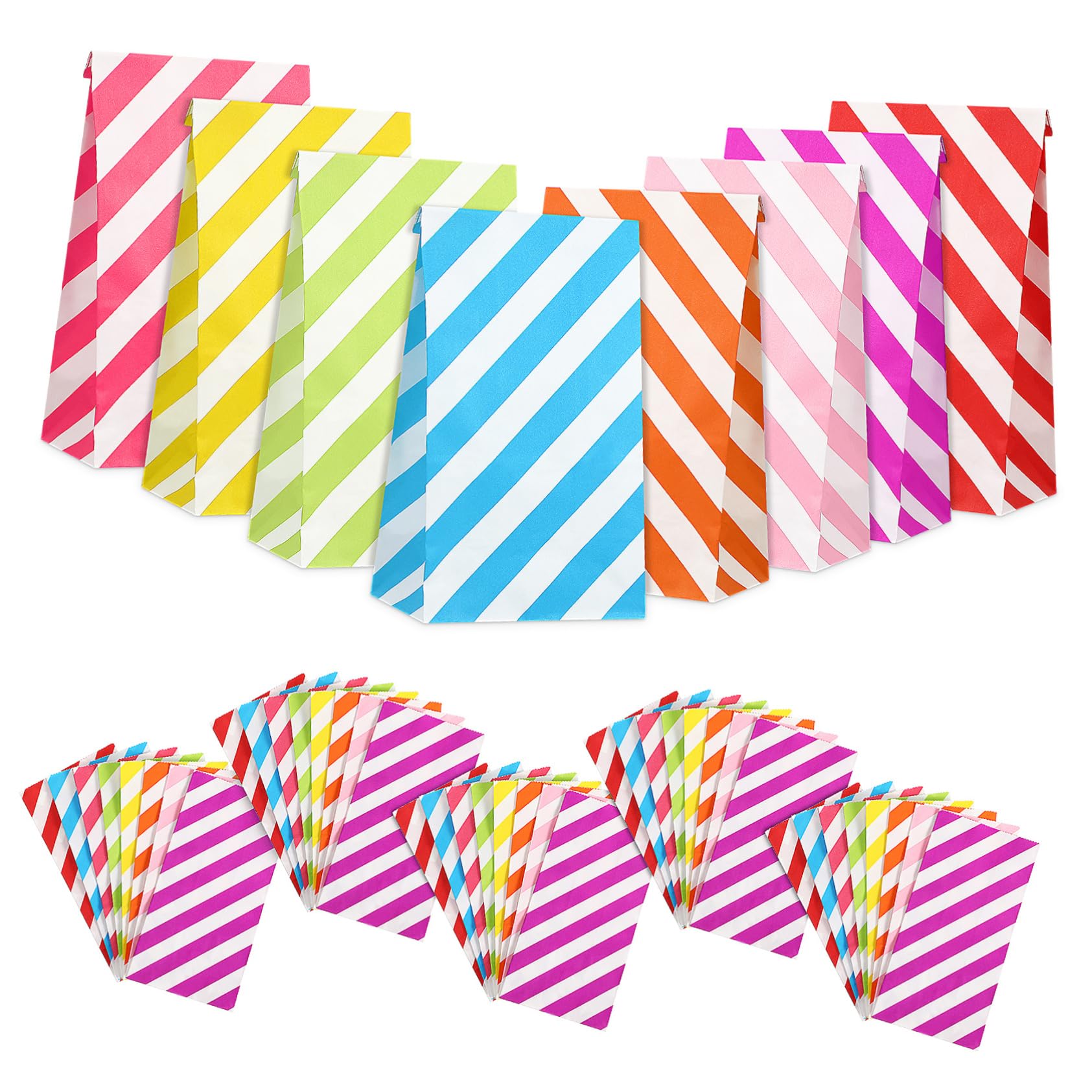 CIYODO 80 Piezas Bolsas Coloridas para Fiestas Pack de Unidades Rojo Rosa Azul Verde Naranja para Snacks y