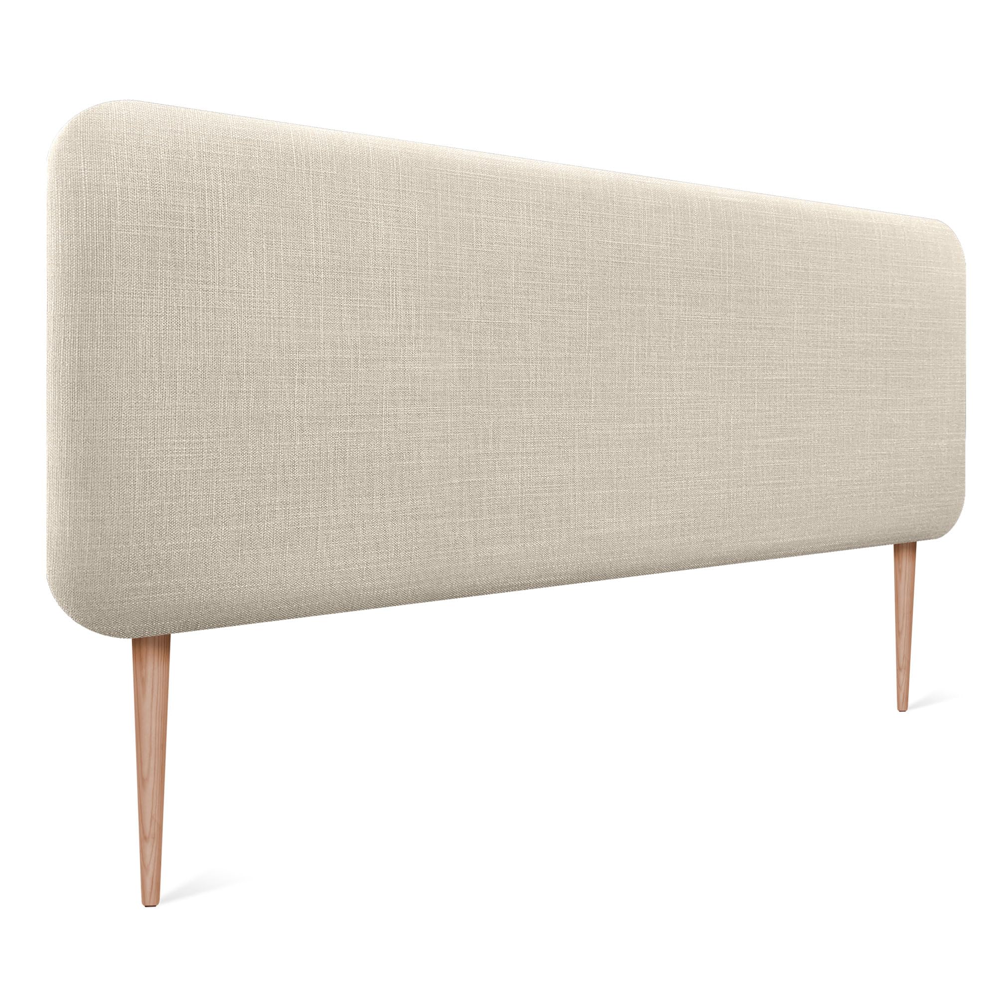 DHOME Tête de Lit Rembourrée Lisse Arrondie en Lin Naturel avec Pieds pour Mur Acoustique Têtes de Lit Absorbantes Tête de Lit Chambre à Coucher (Beige, 140cm)
