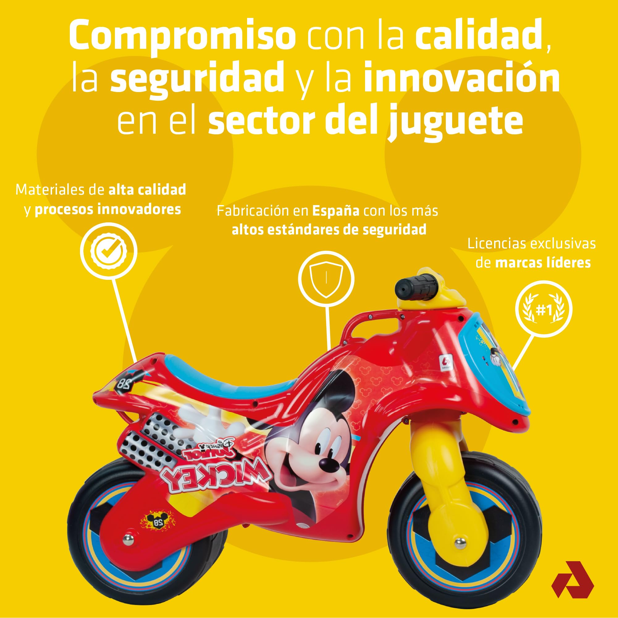 Correpasillos para Niños 1 Año 2 Años 3 Años Neox Mickey Mouse - Moto Correpasillos para Bebé - Moto Juguete de Equilibrio para Niño y Niña - Ruedas Anchas + Ergonómica + Transporte Fácil - INJUSA