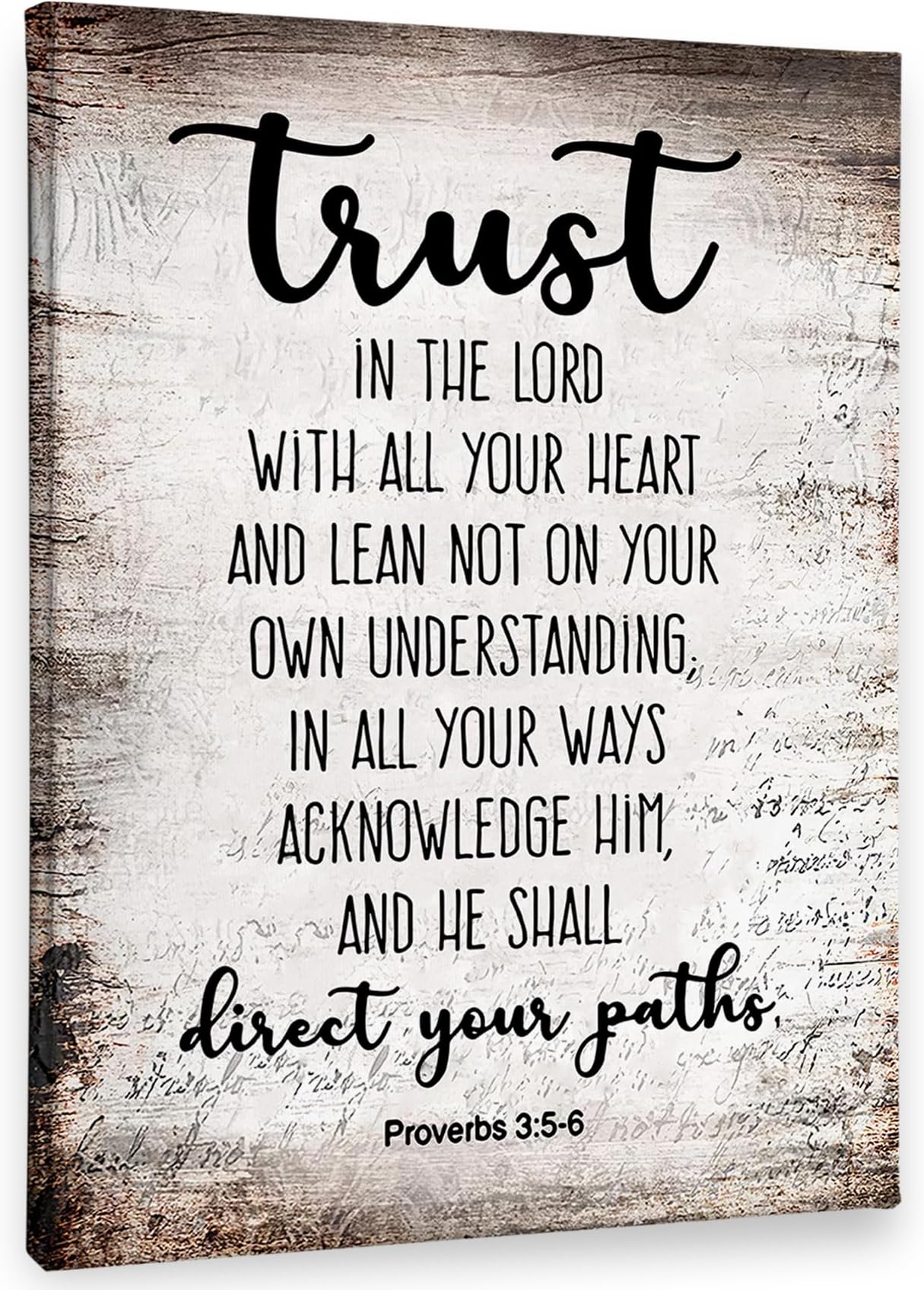 PHAMTE Proverbs 3:5-6 Trust In The Lord With All Your Heart Christian Wall Art, Bible Scripture Wall Decor, Christian Bible Scripture Print Framed Canvas Wall Art Home Room Office Church Decor（11x14）