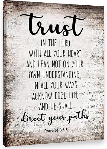 PHAMTE Proverbios 35-6 Confía en el Señor con todo tu corazón Arte de pared cristiano, Decoración de pared con escrituras bíblicas, Impresión de