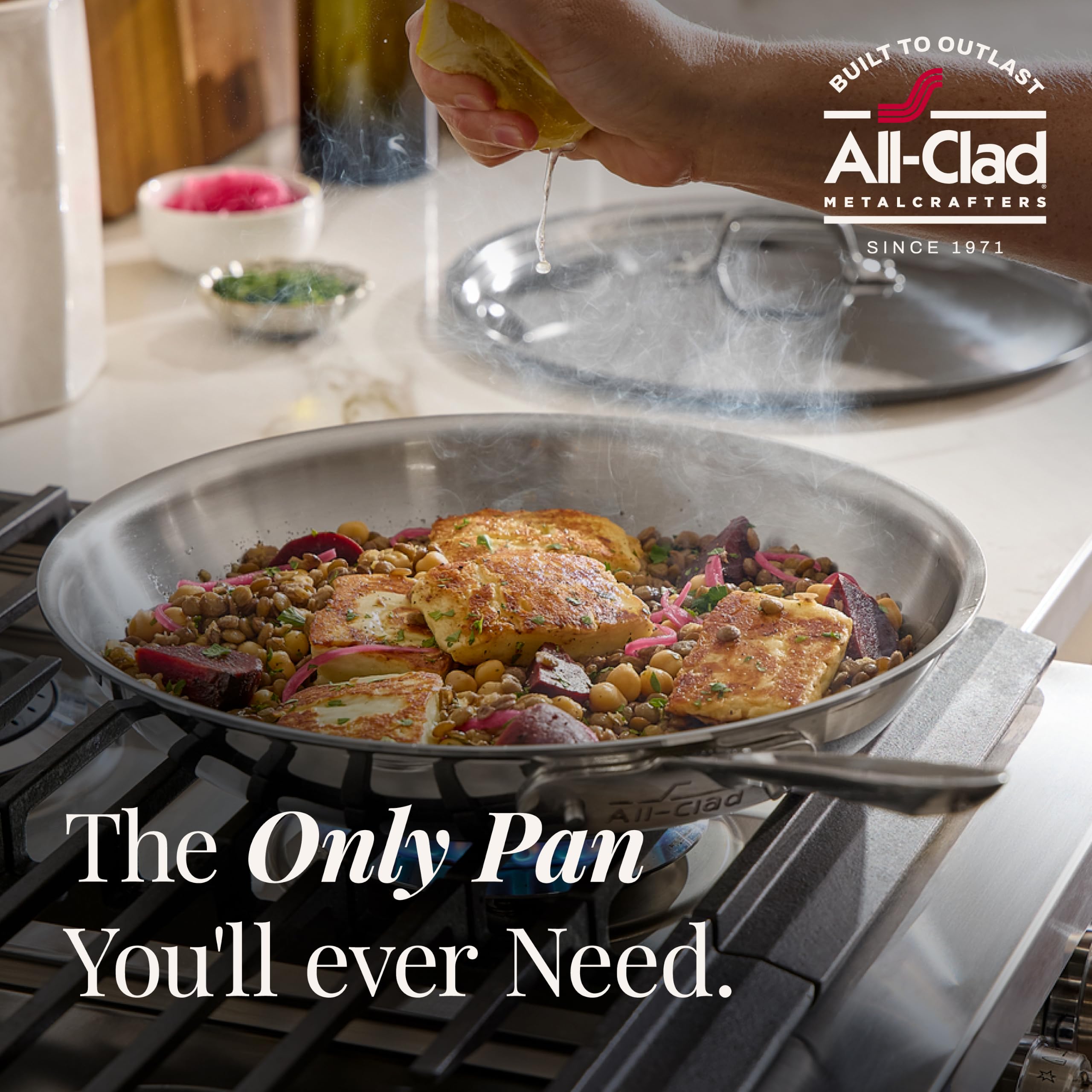 All-Clad D3® Stainless Steel 12" Fry Pan with Lid, Made in the USA — Amazon image 3