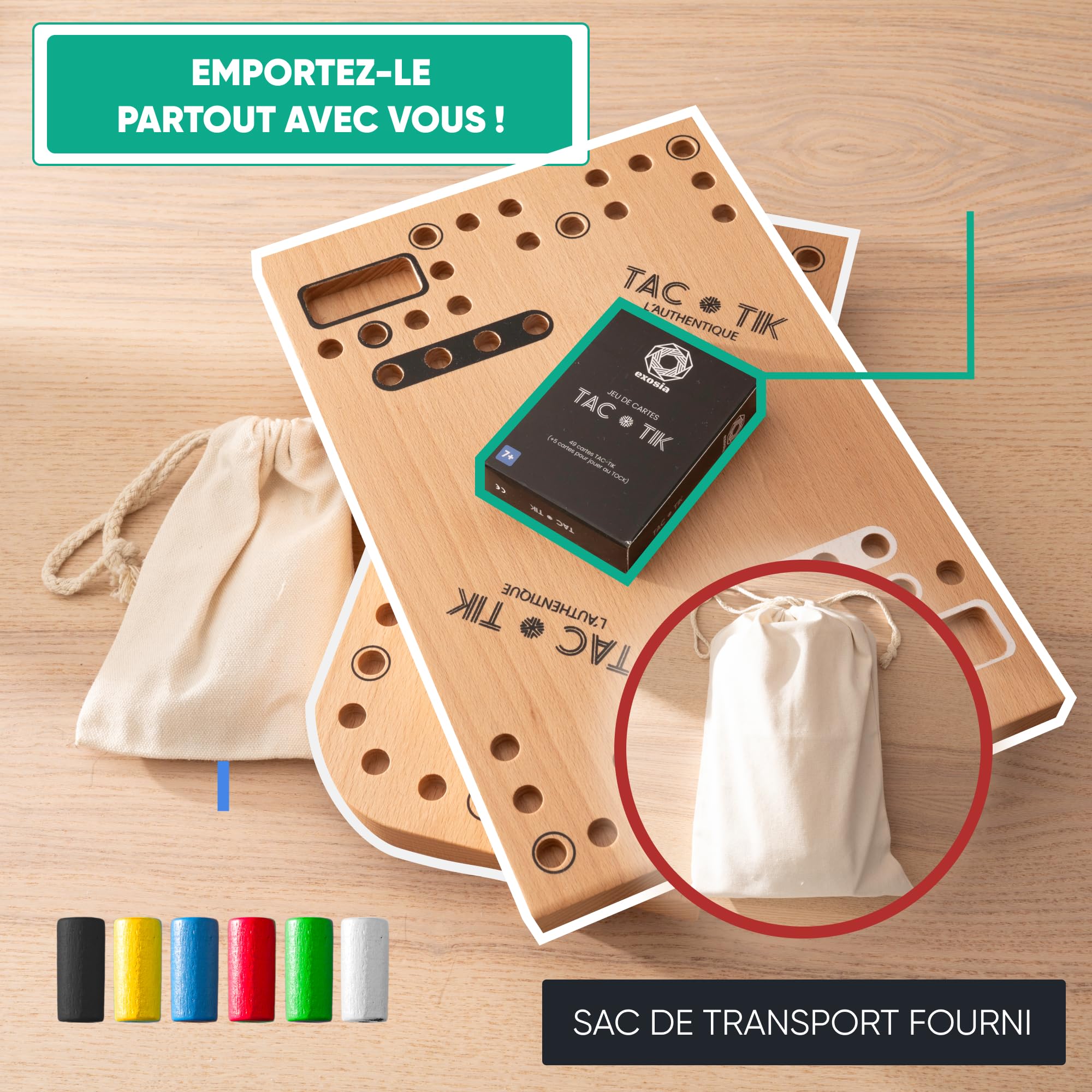 Jeu De Société Tac-Tik En Bois – Plateau Modulable – 2 à 8 Joueurs – Fabriqué En France
