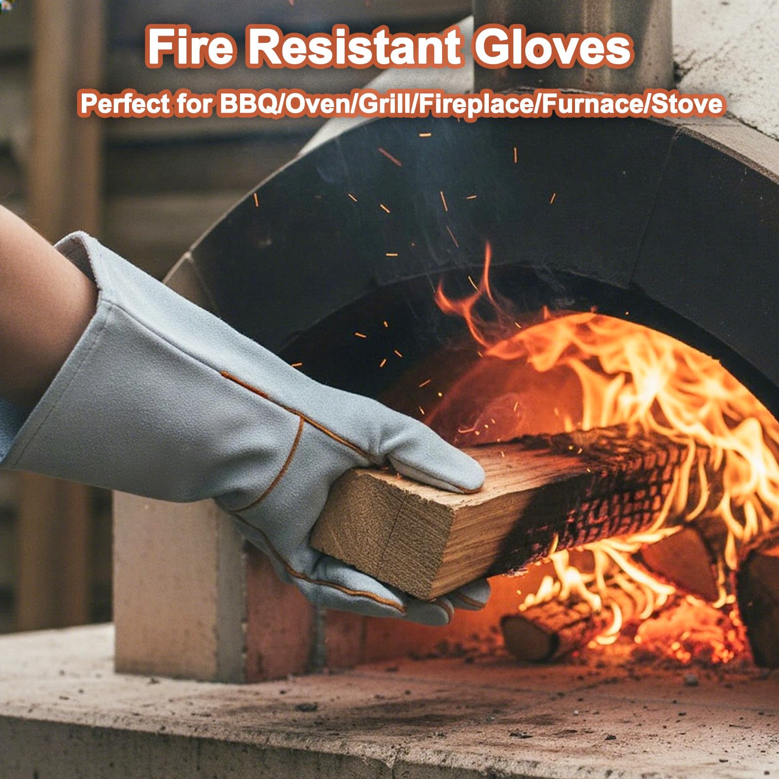 Guantes de soldadura de 16 pulgadas, guantes de jardinería para hombre y mujer, resistentes, resistentes a la abrasión y a los golpes, perfectos para jardinería, construcción, conducción