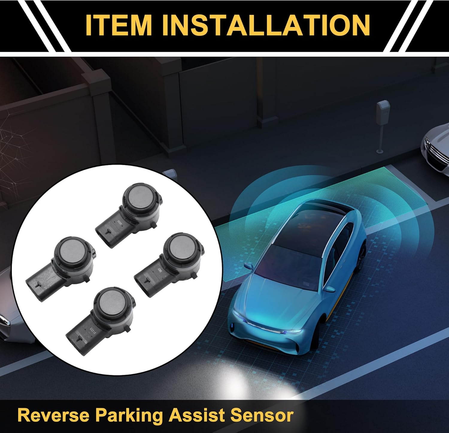 4 Pcs Bumper Backup Parking Sensor for Ram 1500 2500 3500 4500 5500 2019-2020 Reverse Parking Assist Sensor No.5YV68TZZAA Black